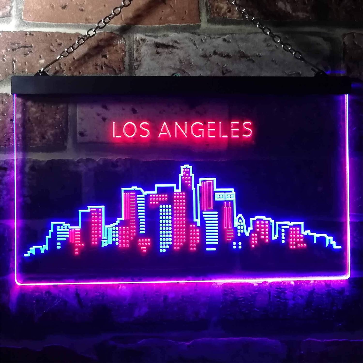 ADVPRO Los Angeles City Skyline Silhouette Dual Color LED Neon Sign Blue & Red 12" x 8.5" st6s32-i3280-br