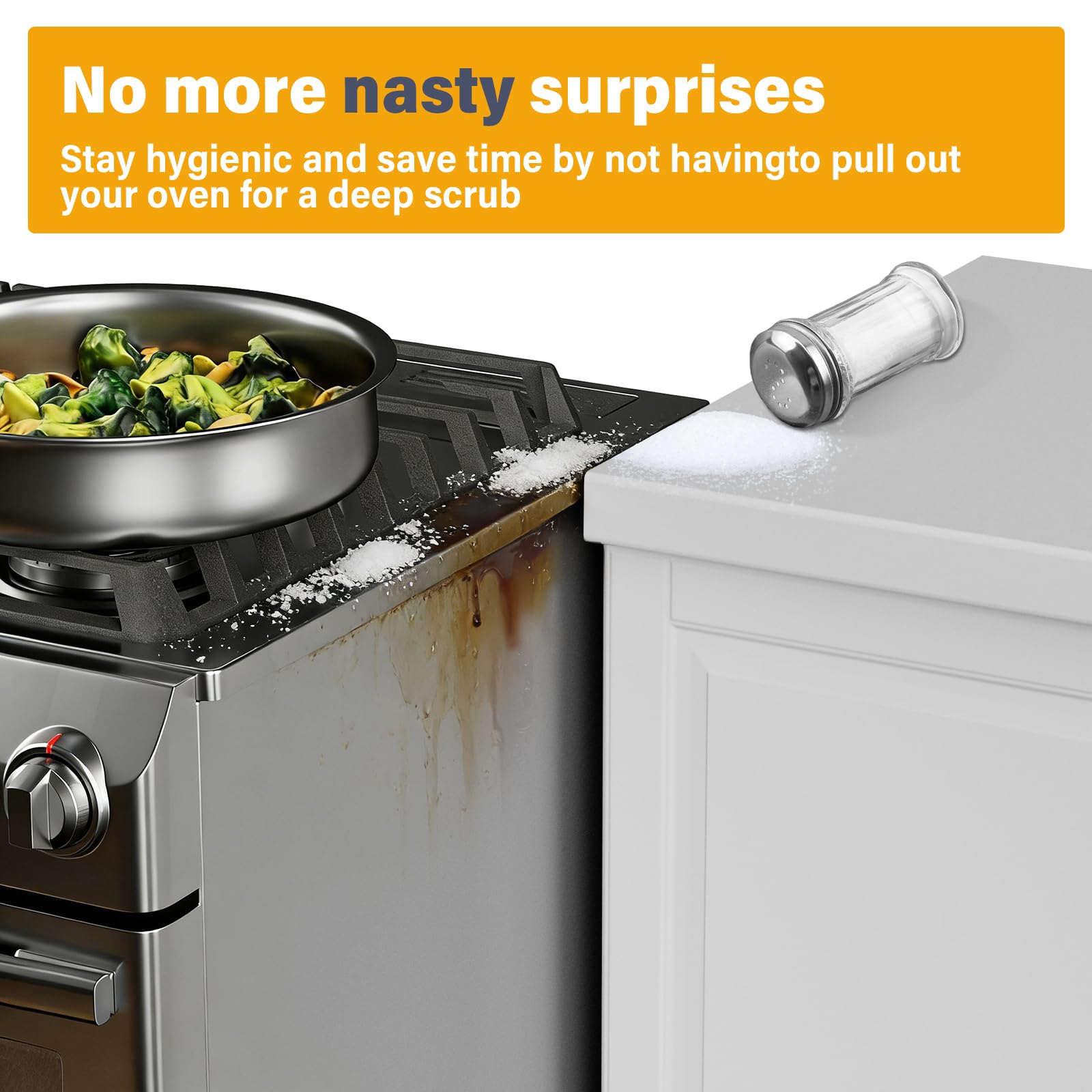 Stove Gap Covers Stainless Steel, Stove Gap Filler Extendable Length 13.8" to 27.5", Width 0.79" Oven Gap Filler, Heat Resistant Guard Between Stove Top & Counter (2 Pack) — view 7