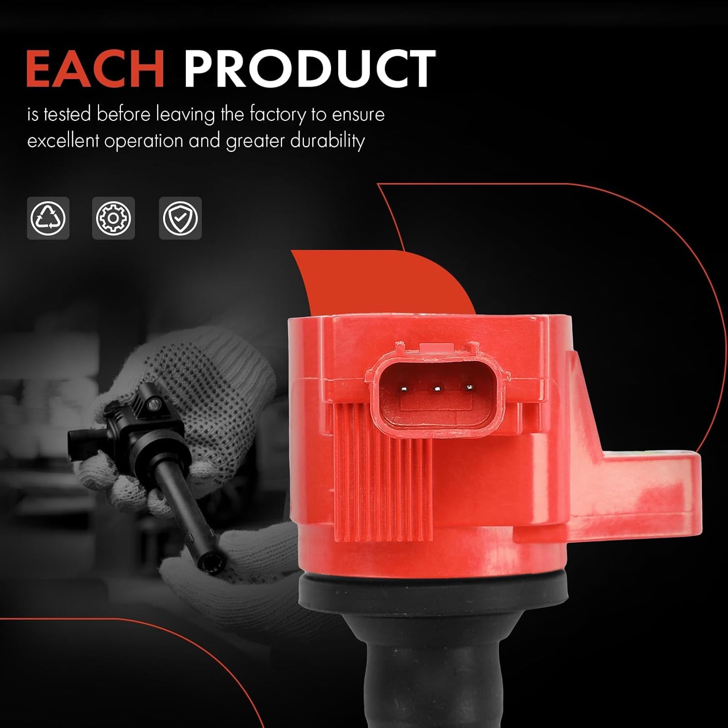 A-Premium (Red) Engine Ignition Coil Pack Compatible with Honda Civic 2016-2020 2.0L, Fit 2015-2020, 4-PC Set, Replace# 305205R0013