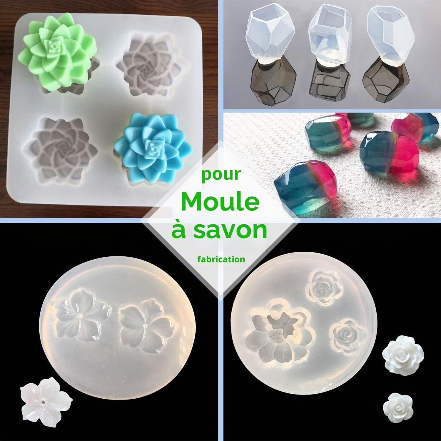 Kit de fabrication de moules en caoutchouc de silicone - 2551,5 g - Élastique 15 A - Avec pompes pour moules à bougies, savons
