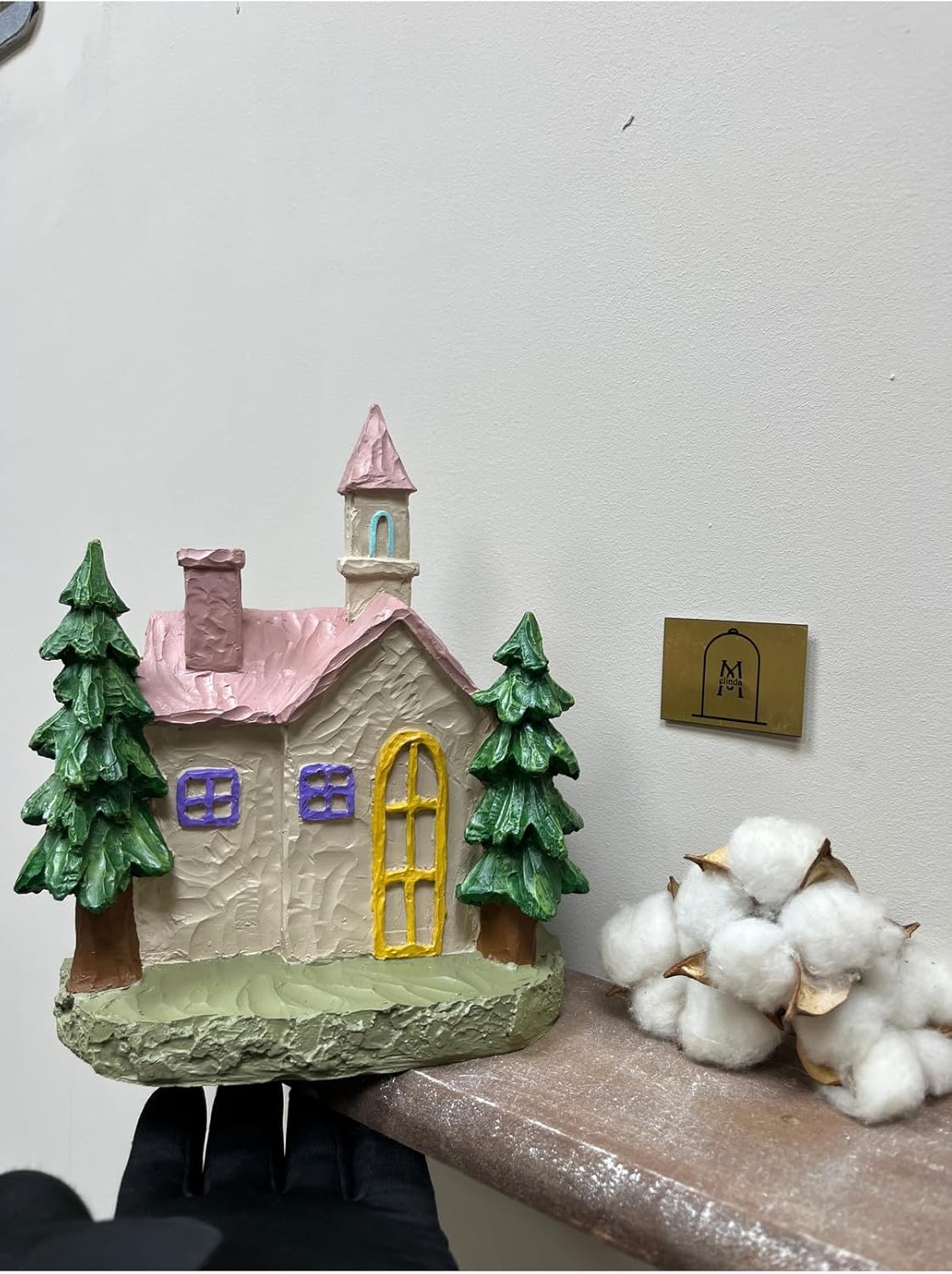 SODEF Christmas Figurine Holiday Home Office New Year Decoration Decorative Tabletop Ornament Cream Polyester, 3.9 x 4.3 Inch - Cream, One Size