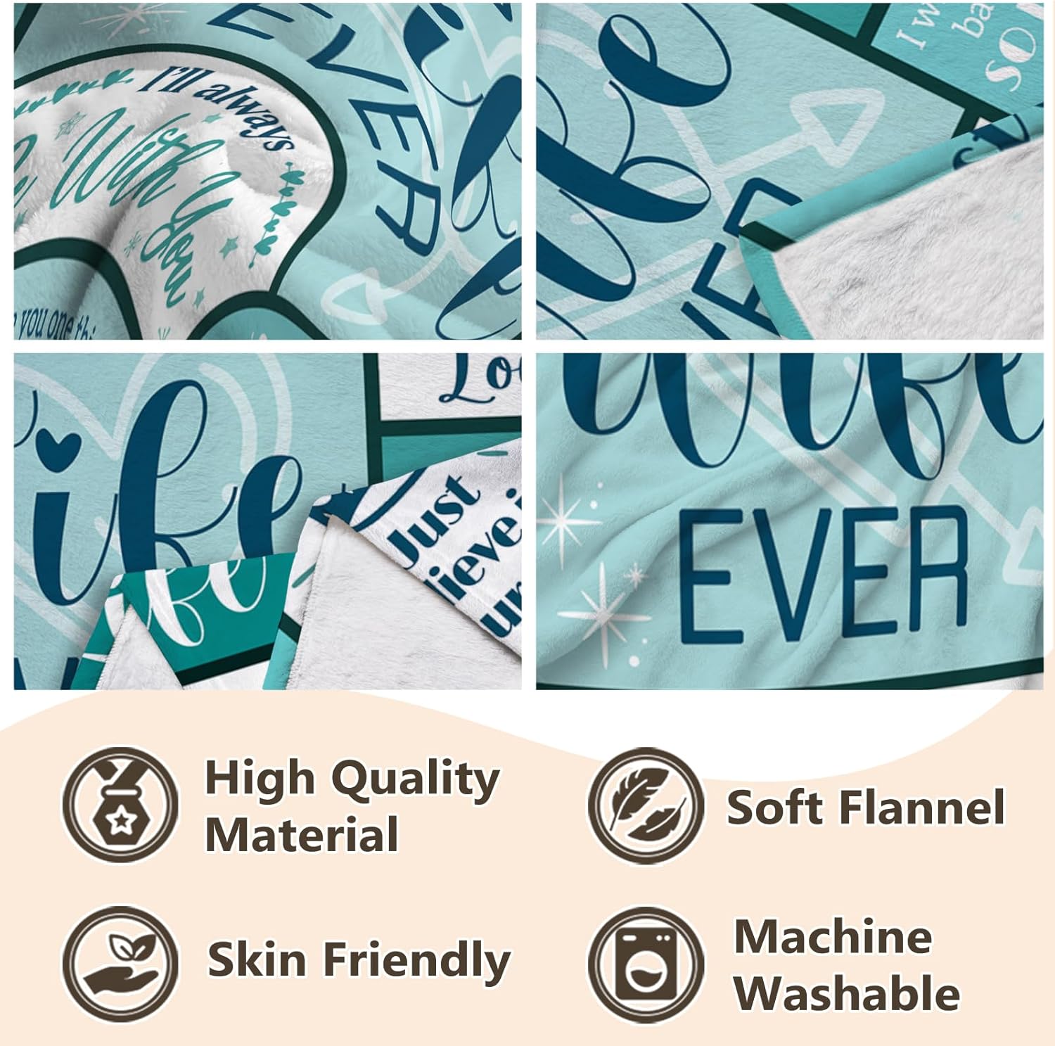 Wife Gifts from Husband, Wife Birthday Gifts Ideas - Christmas Birthday Wedding Anniversary Romantic Mothers Day Valentines Day Gift for Woman Her - Best Wifey Gift, Flannel Throw Blanket (60"x50") - Image 7