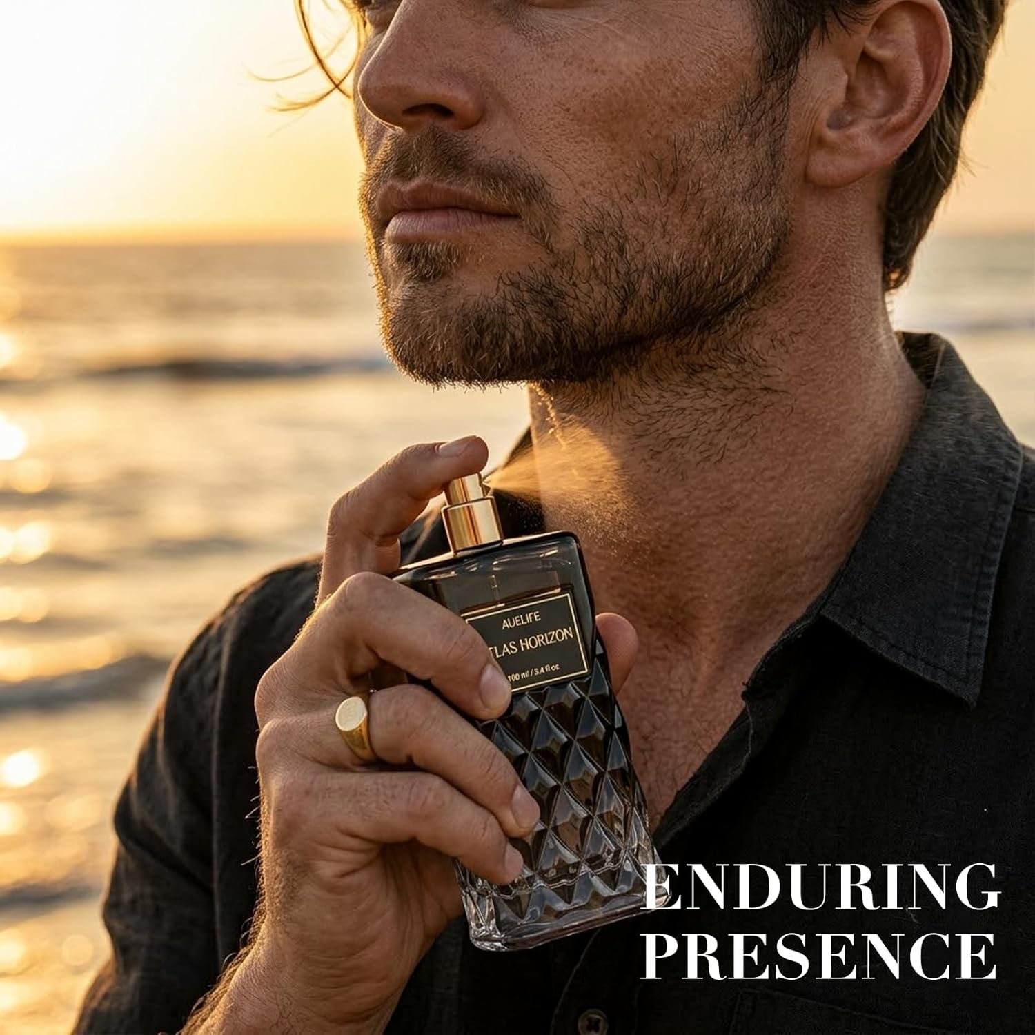 Auelife Cologne for Men, Alcohol-Free Long Lasting Perfume Fragrance, Woody Spicy Scent with Citrus, Pepper, Patchouli & Amber, 100ml / 3.4 Fl Oz, Daily Wear, Father’s Day Gift (ATLAS HORIZON)