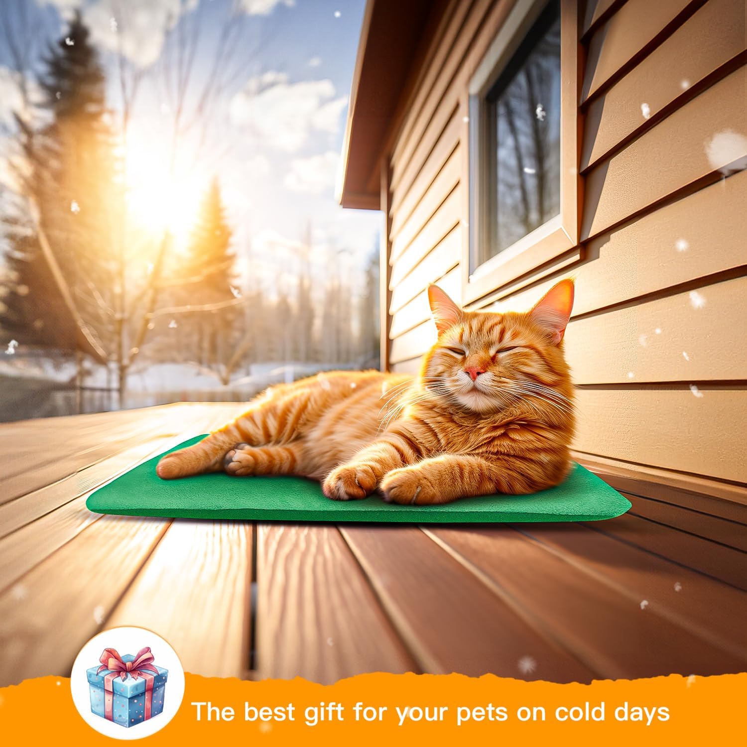 PETNF Outdoor Heated Pet Bed with Waterproof Cover,Pet Heating Pads for Dog,Soft Electric Blanket Auto Temperature Control,Heating Mat for Dog House Cabin Cot Doorway,Rescue Cats,Green