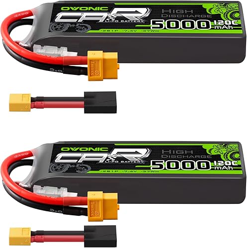 OVONIC 2S Lipo Batería TRA Plug RC Batería de coche 7.4V 120C Lipo para coches RC camiones 18 110 RC Vehículos (2 paquetes)