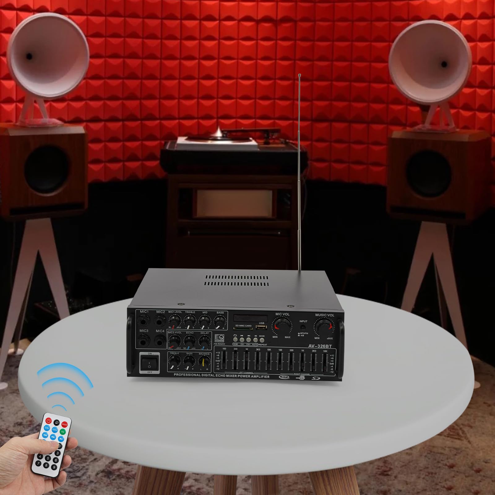 Wzmacniacz HiFi, odbiornik stereo, mini wzmacniacz audio Bluetooth, 400 W, 4 kanały, cyfrowy wzmacniacz dźwięku z wyjściem głośników surround, do kina domowego