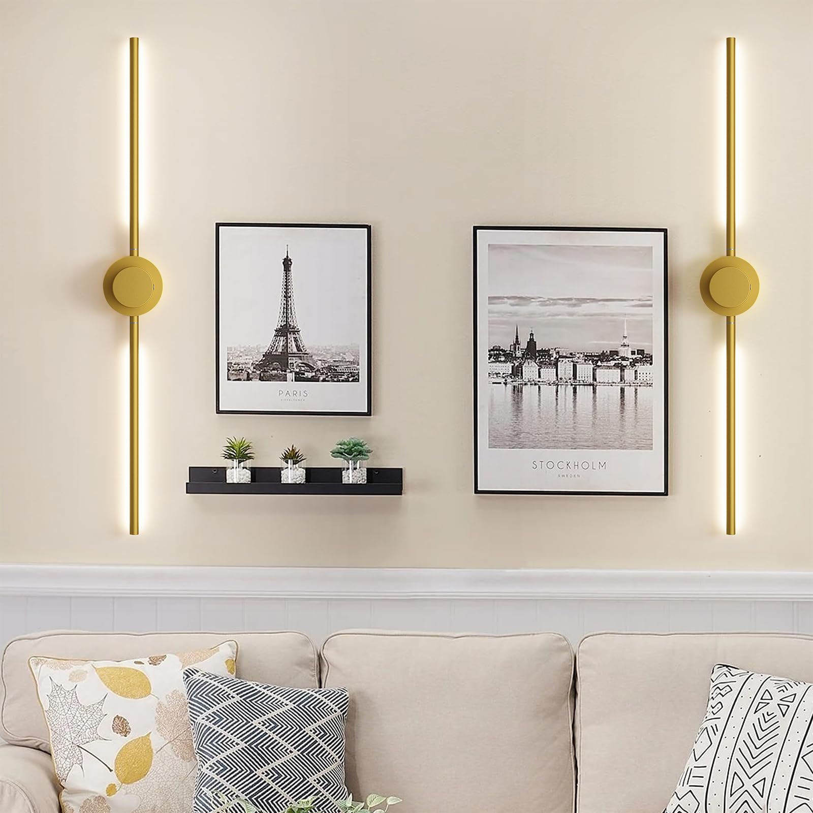 GEADI Luz Pared Interior con Batería Recargable, Lámpara de Pared sin Cable Dimmer con mando a distancia, Aplique Pared Interior LED para Salón, Dormitorio, Sala, Pasillo, Escalera, 2 Pcs