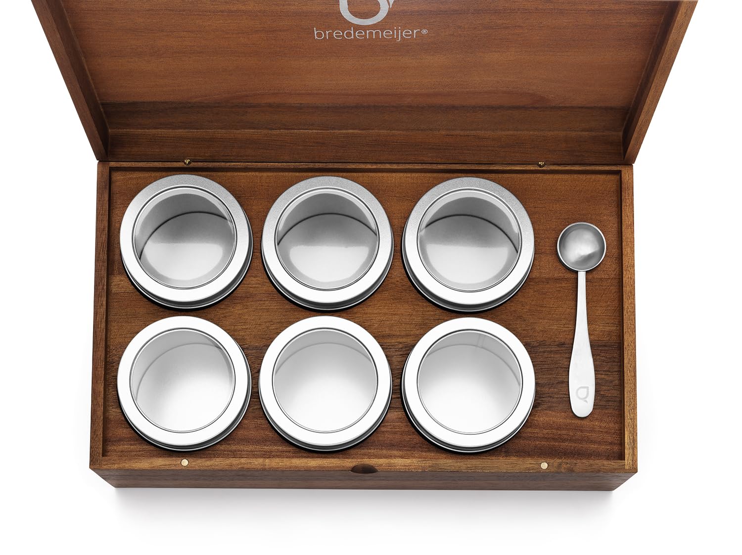 Bredemeijer - Caja de té con 6 latas y cuchara dosificadora de té acacia
