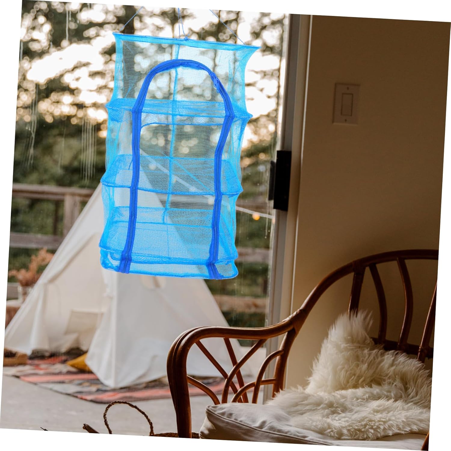 2pcs Folding Hanging Drying Nets Heavy Duty Mesh Racks for Fruits Vegetables Fish Breathable Nylon Storage Holders with Sturdy Frame Space Saving Design for Outdoor Camping and