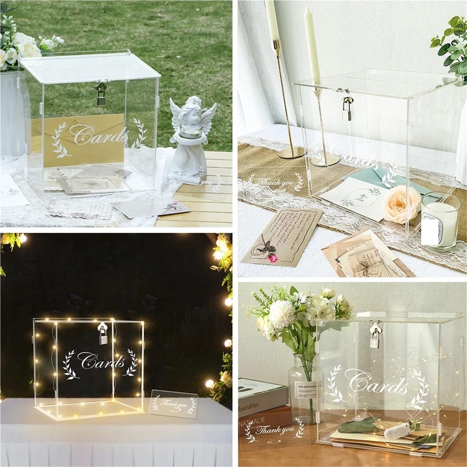 Caja transparente for tarjetas de boda con cerradura