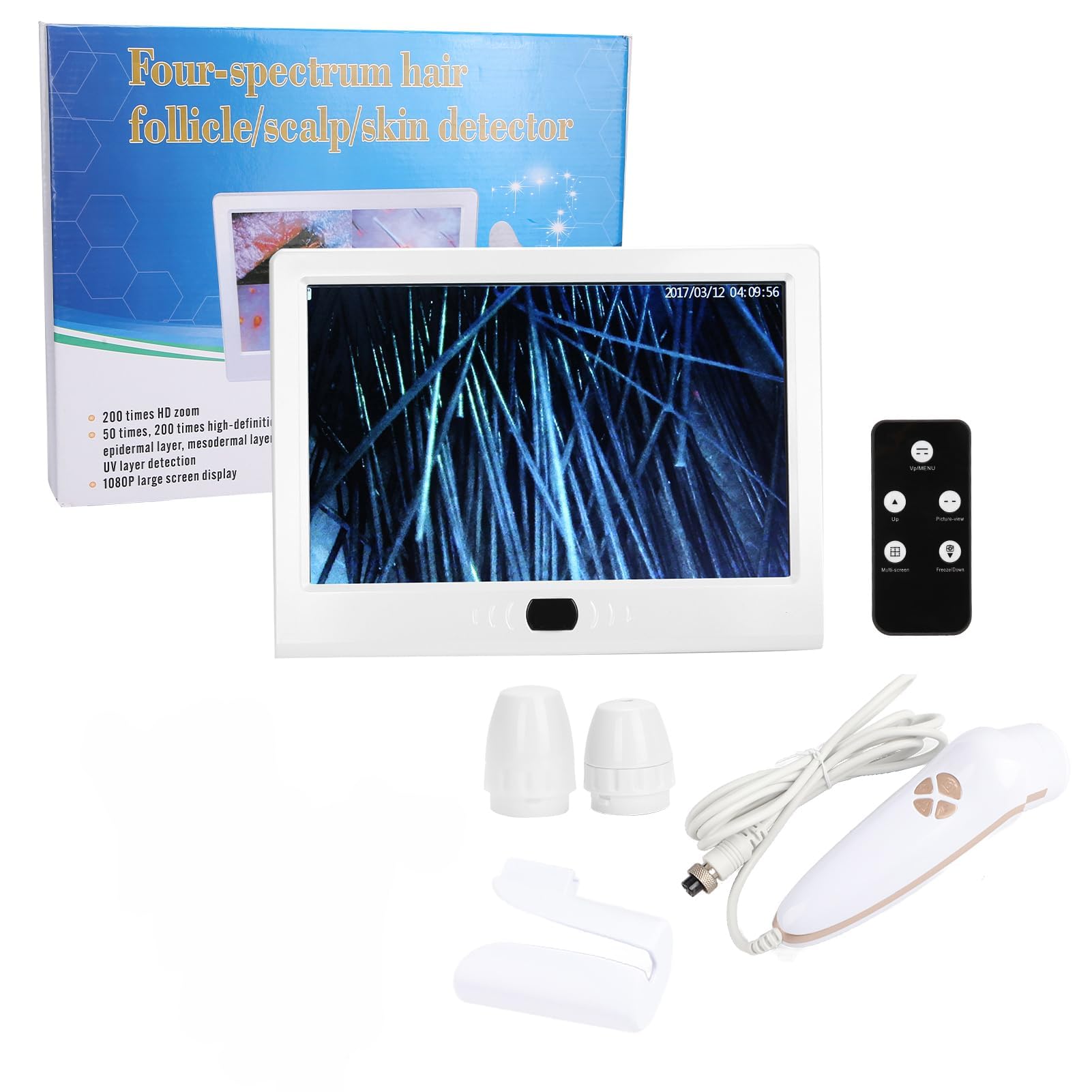 Dioche Skin Diagnosis Hair Analyzer, 12inch Skin Scalp Detector MultiFunctional Rechargeable Hair Follicle Skin Analyser Machine 110 240V (US Plug)