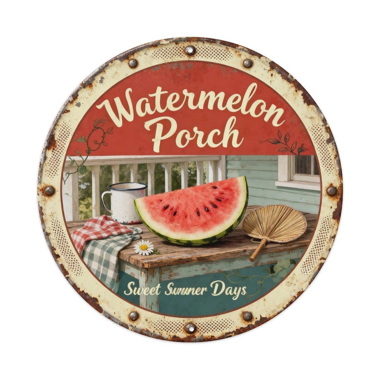 Watermelon Porch Metal Tin Sign Plaque
