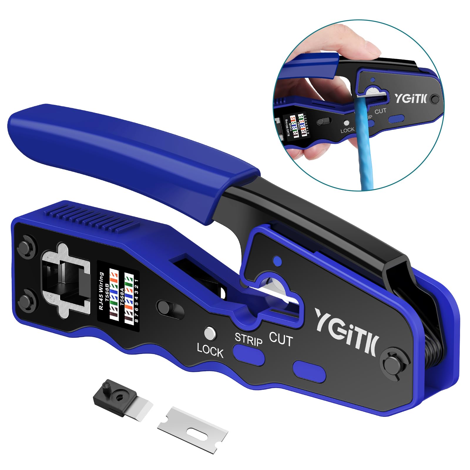 YGiTK RJ45 Crimp Tool Kit, 3-in-1 Crimper, Stripper, Cutter for CAT5,Cat5e, CAT6 - Image 2
