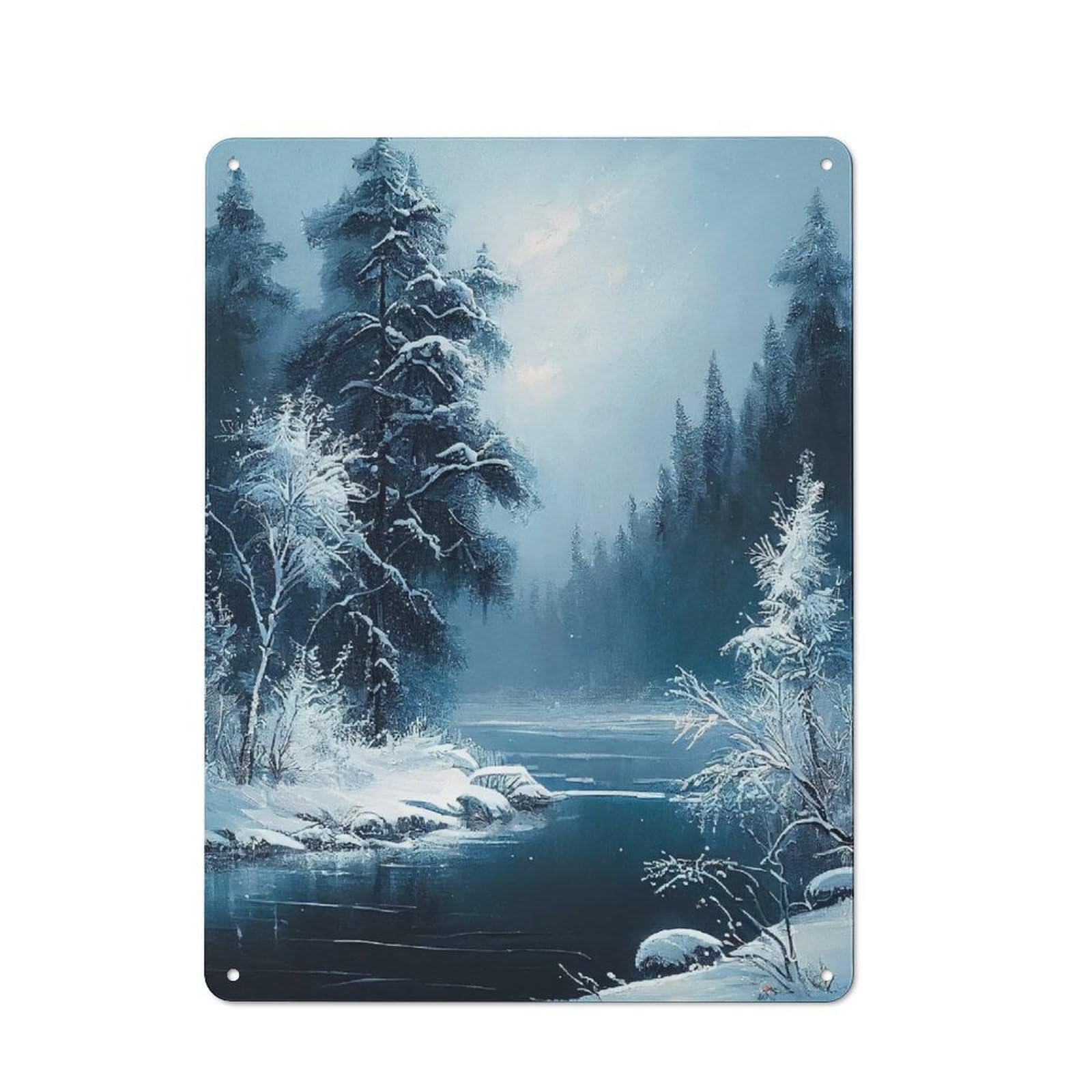 Junmoney Winter Wonderland Oil Pain Tin Wall Plaque 40X30cm With For Garage Or Workshop, For An Autumn Wall Display In Garage And Workshop