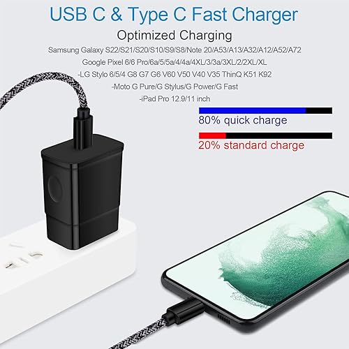 Miniatura 6 de Cargador súper rápido tipo C, cargador de teléfono Android de 25 W para Samsung Galaxy A17 A16 5G A15 A14 A56 A55 A54 A53 A36 A35 A26 A06 S25 Ultra