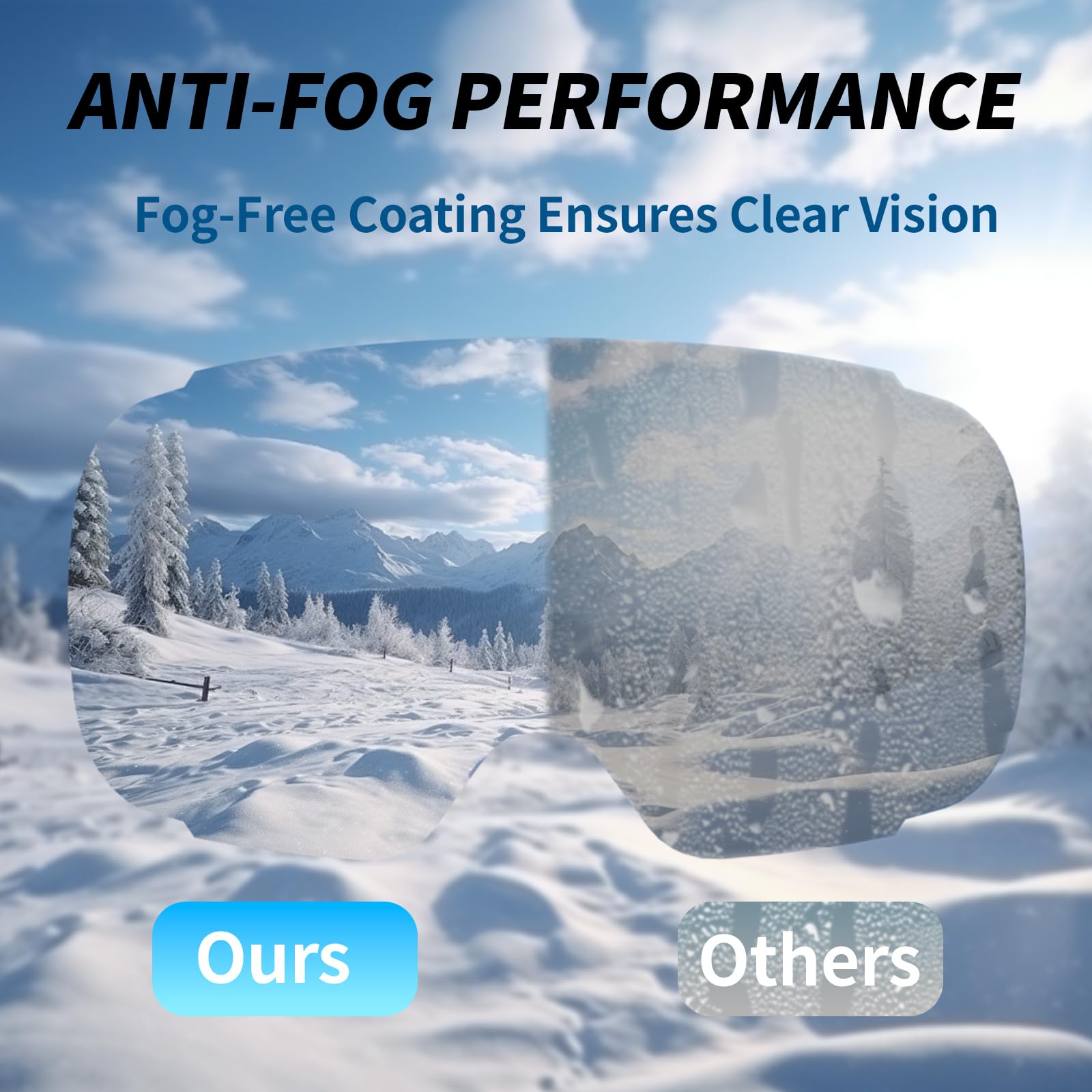 Veltuno Ski Goggles for Men Women Adult & Youth, OTG Snowboard Goggles Anti Fog, Snow Goggles UV Protection Wide Vision (Black Frame/Revo Silver Lens (vlt 10.2%))