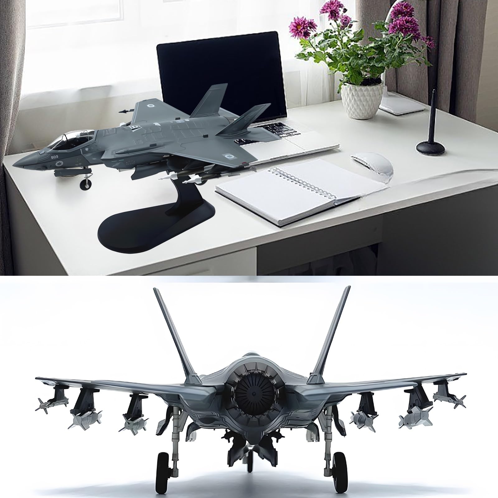 Modello aereo caccia F-35 Lightning metallo pressofuso in scala 1/72 Preverniciato, assemblaggio senza colla, espositore collezione con supporto for scrivania, scaffale appassionati