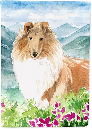 Caroline's Treasures CK2525CHF - Bandera de lona lisa con diseño de flores de montaña, tamaño de casa, bandera de porche o poste de manga grande,