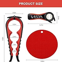 Vista 6 de Abridor de tarros para manos débiles, personas mayores con artritis, 5 en 1, abrebotellas multifunción, abridor de tapa para manos artríticas