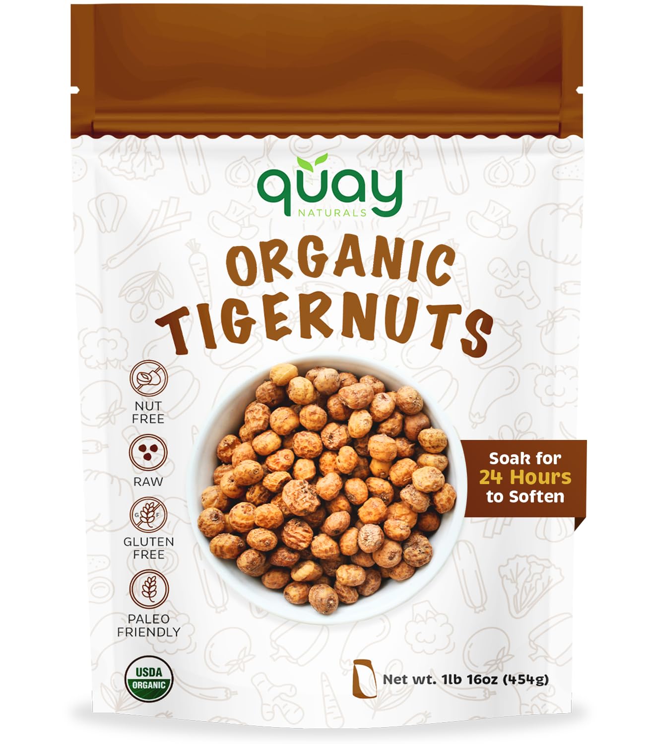 Quay Naturals Organic Tigernuts 16 oz, Raw, for Snacking, Baking, Smoothies, Yogurt & Salad - Chufa Nuts - High Fiber, Gluten Free & Keto Friendly -Non GMO
