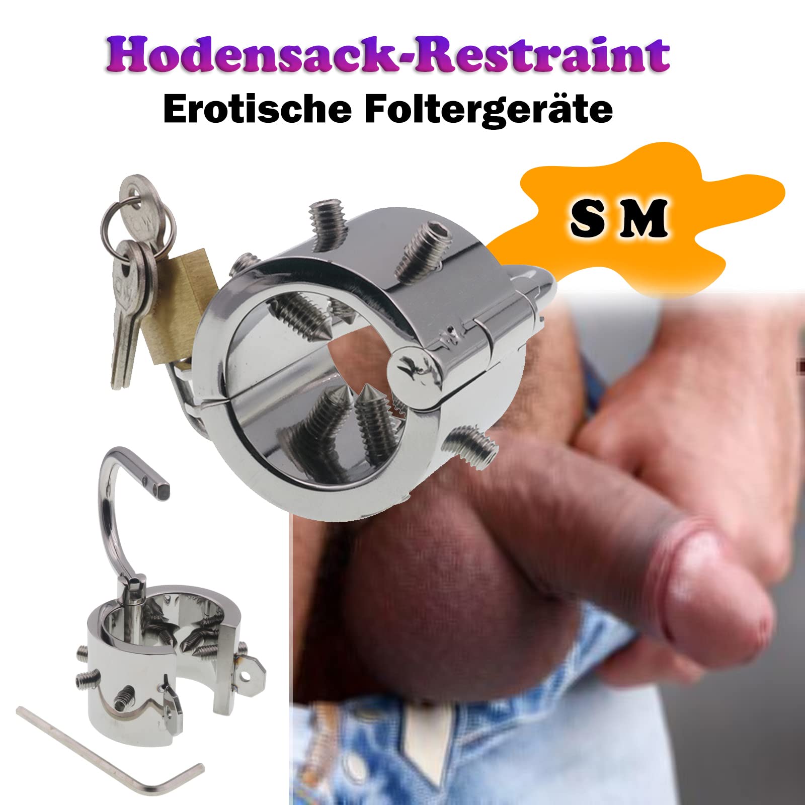 Barella Per Testicoli Con Peso Per Testicoli, Barella Per Testicoli Con Schiacciapalle Con Punta, Barella Per Testicoli Con Anello Per Testicoli In Acciaio Inossidabile