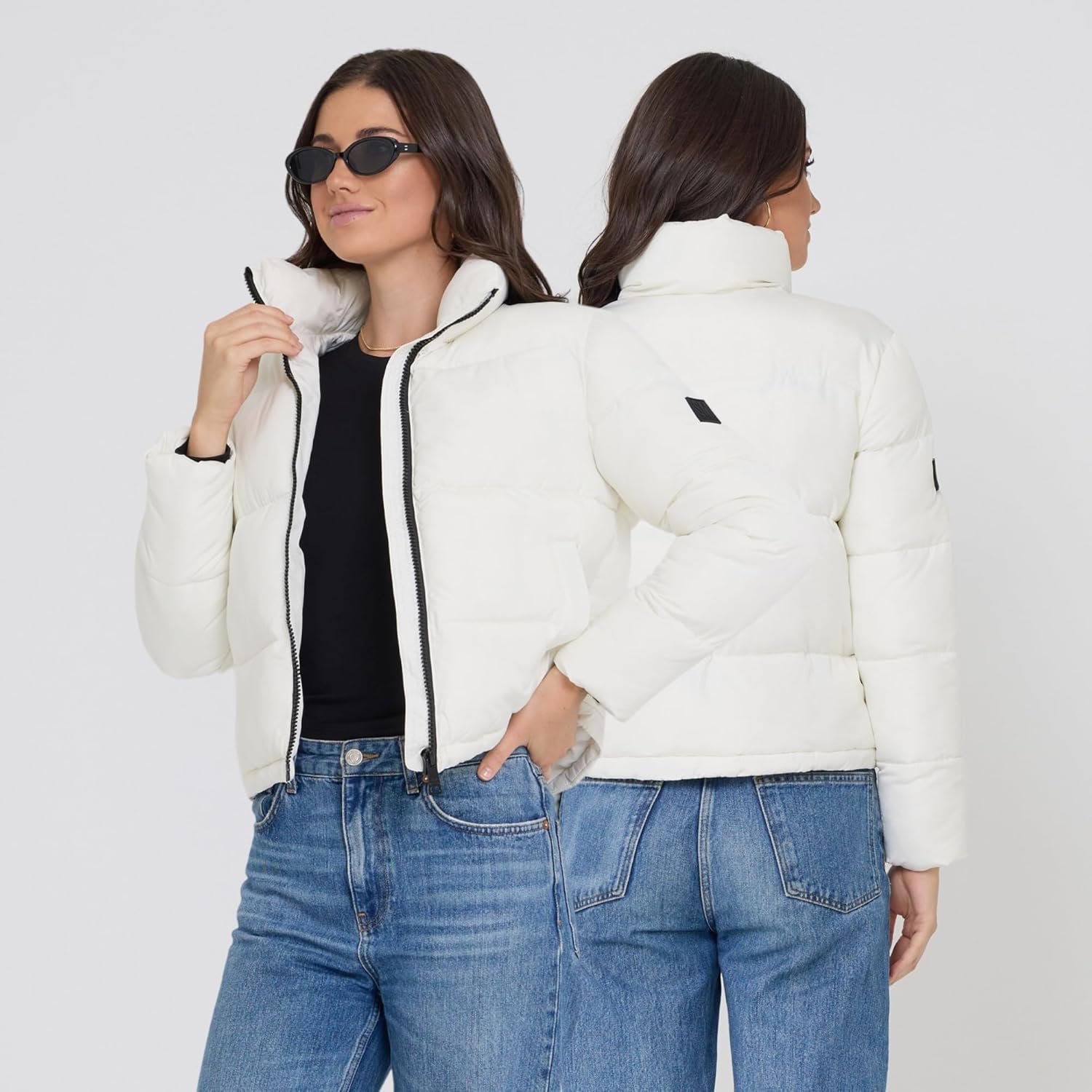 Steve Madden Cropped Puffer Jacket, Warm Winter Coats for Women, Trendy Cute Winter Jackets for Women