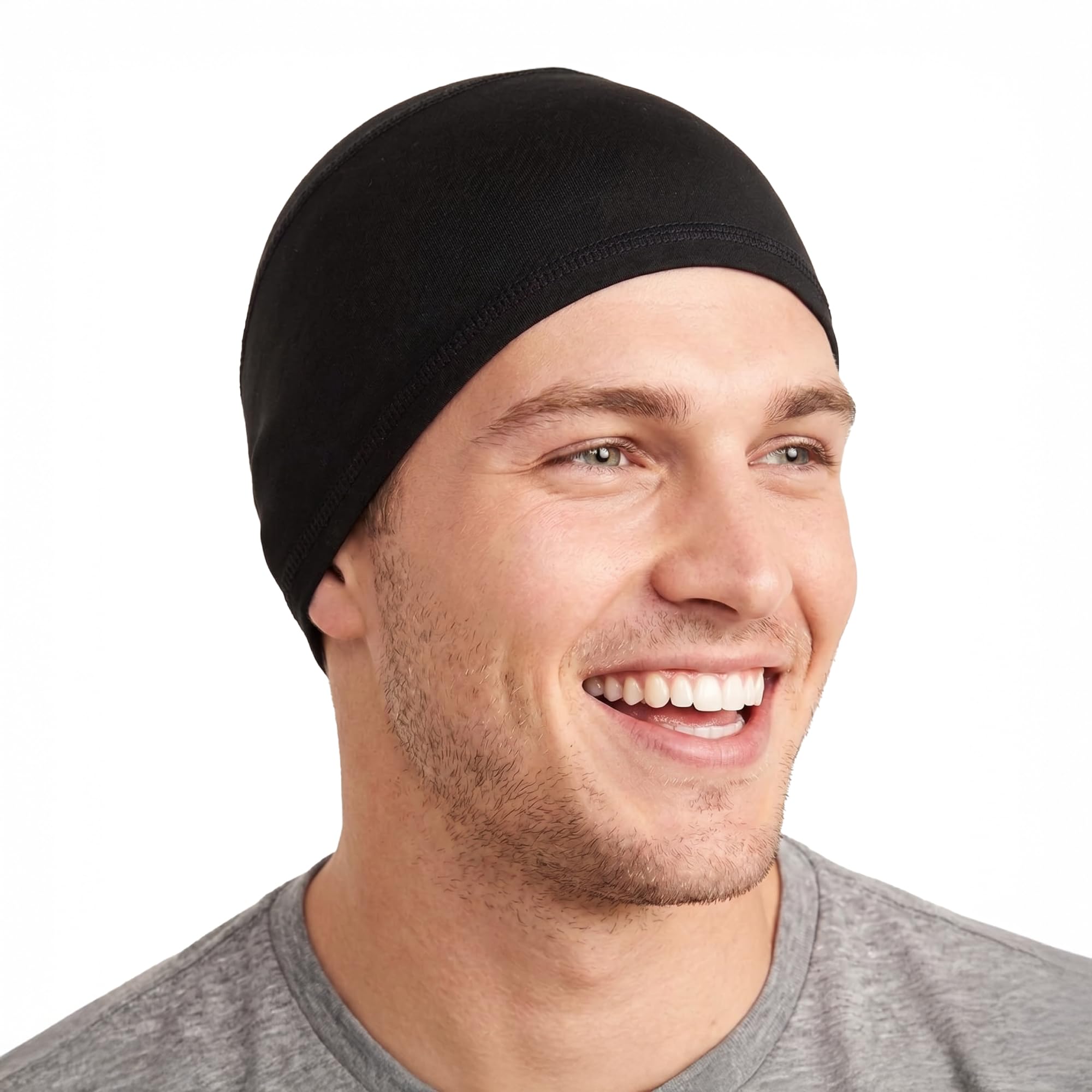 Cooling Skull Cap Helmet Liner for Men - Sweat Wicking Motorcycle & Football Under Hard Hat Liner - UPF 50 Sun Protection Running & Cycling Head Caps - Black-image-29