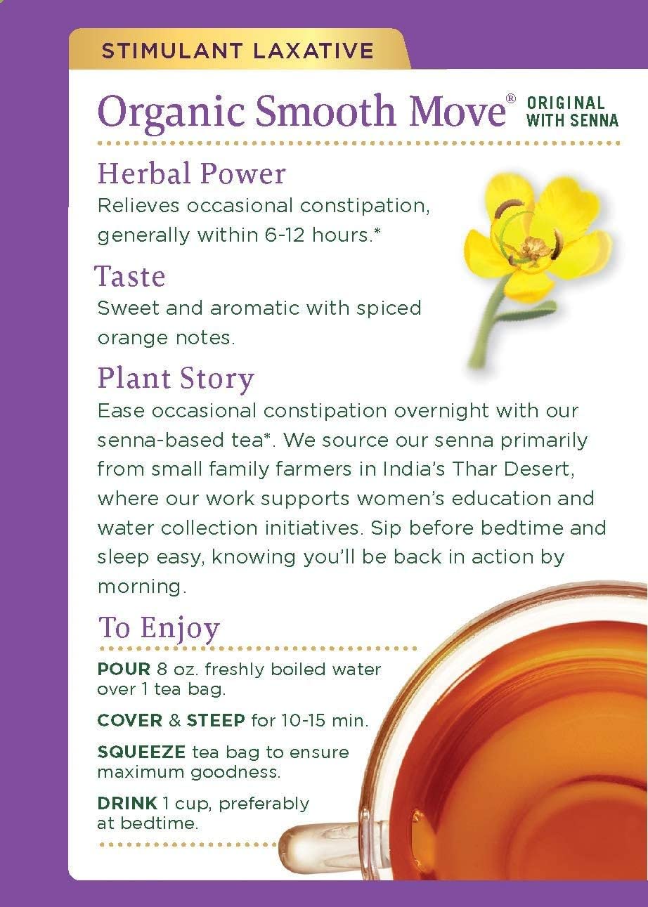 Traditional Medicinals - Organic Smooth Move Original Senna Tea (4 Pack) - 64 Tea Bags Total