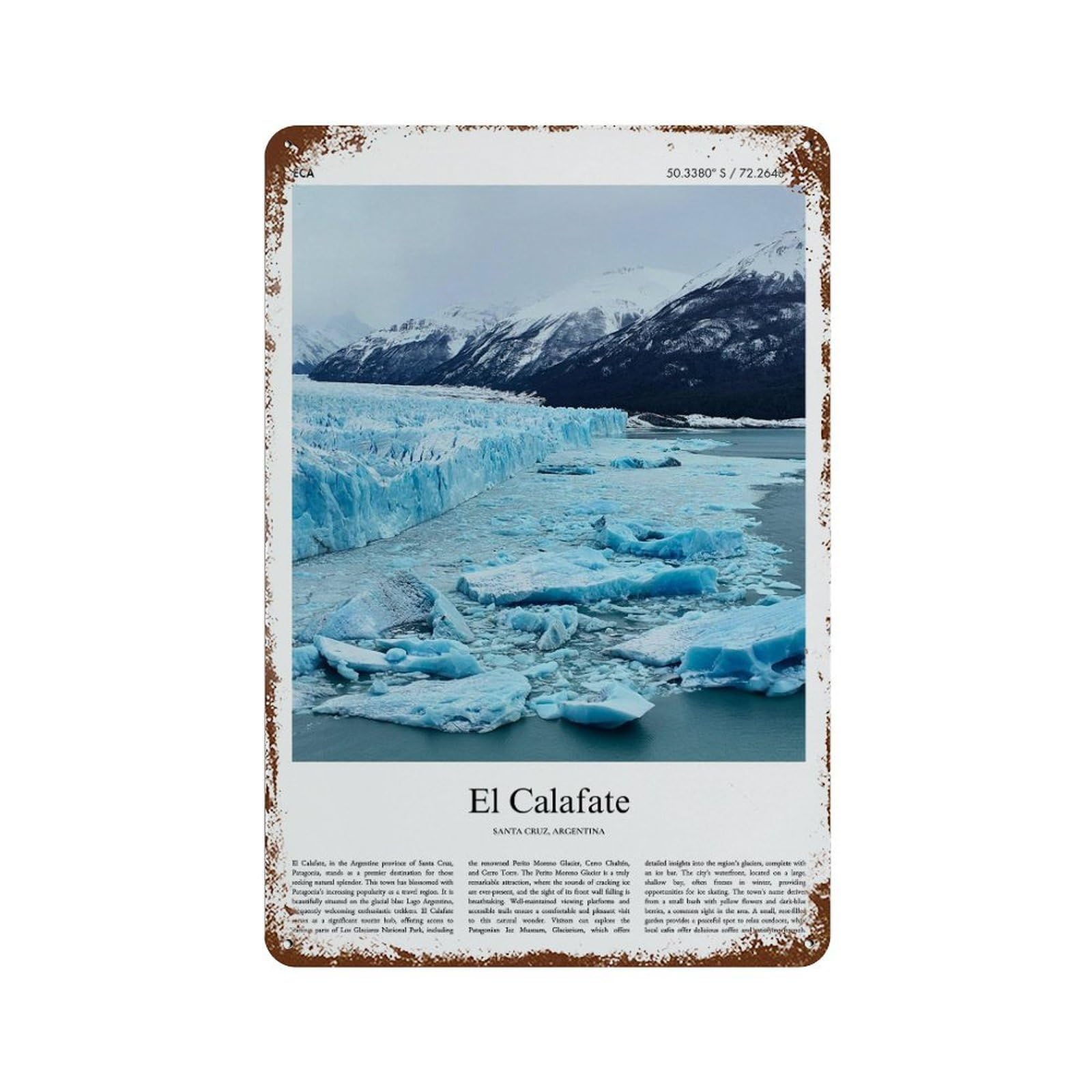 xiaoxiaoshen El Calafate Santa Cruz, Argentina City Scenery Wall Decor Art Metal Tin Poster Modern Home Decor Art Home Bar Shop Decorations Vintage Sign 30x20cm