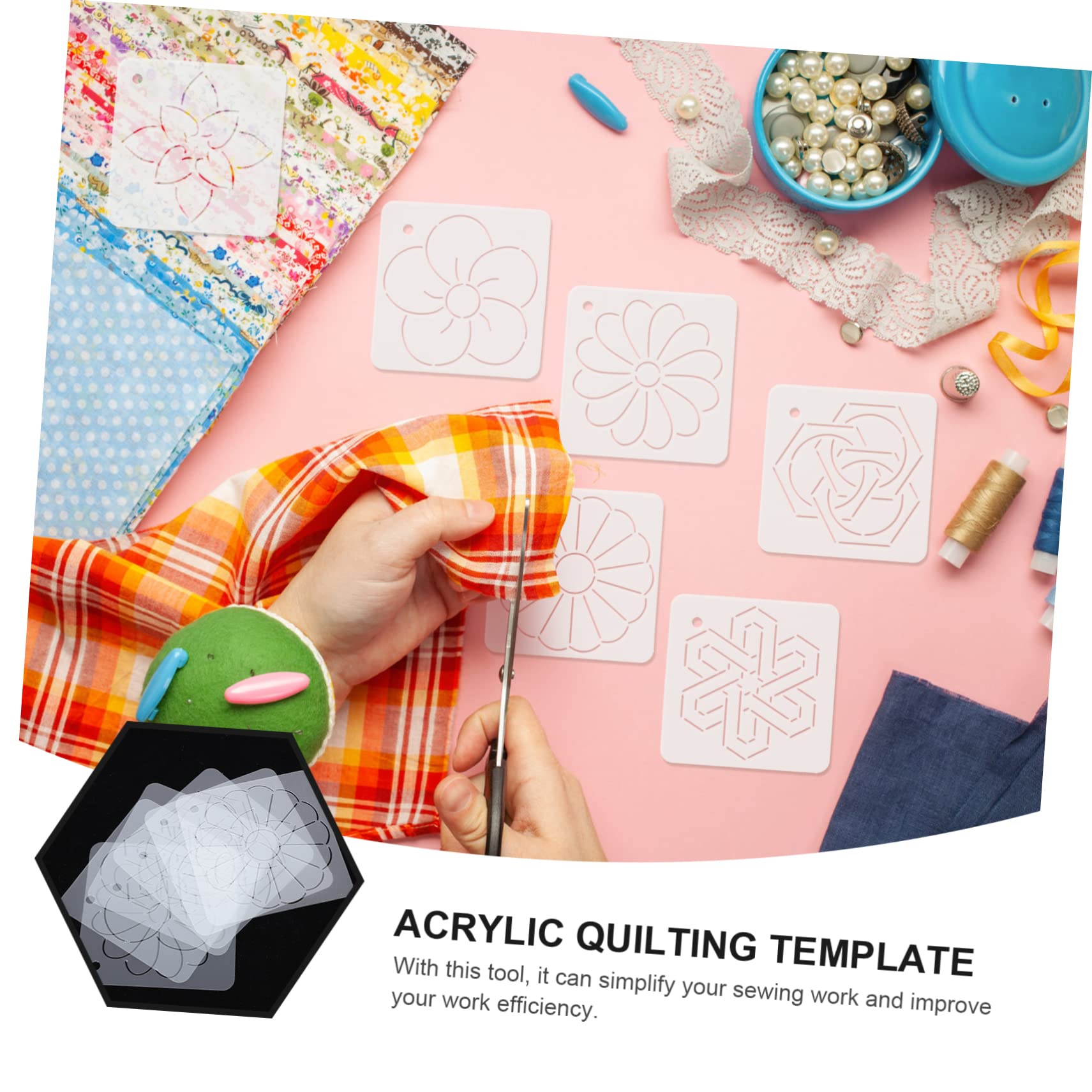 NUOBESTY 12piezas Plantillas De Acolchado De Acrílico Para Costura y Bordado Para Manualidades Herramientas De Patchwork y Sashiko Para Aficionados y Profesionales