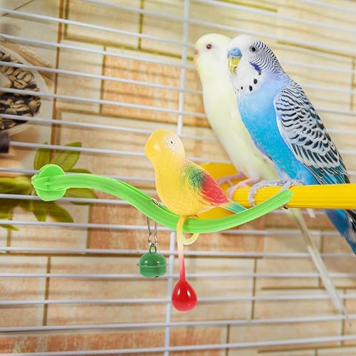 Miniatura 8 de POPETPOP Juguete de perca de pájaro oscilante, juguete de plástico para jaula de pájaro, soporte de simulación de jaula de pájaro, juguete de perca,
