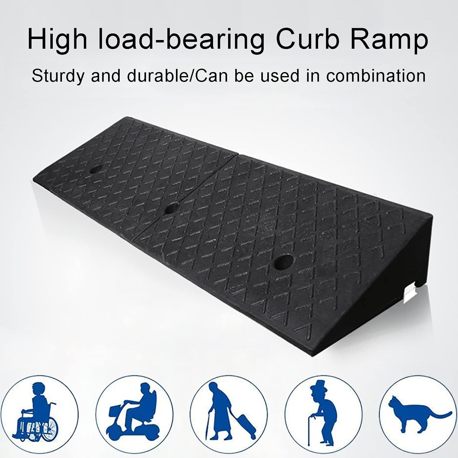 Heavy Duty Curb Ramp,Portable Rubber and Plastic Kerb Ramps,9-16CM Height Ramps,for Car,Driveway, Sidewalk, Scooter,Bike, Motorcycle,Wheelchair (Size : 100x50x9cm)