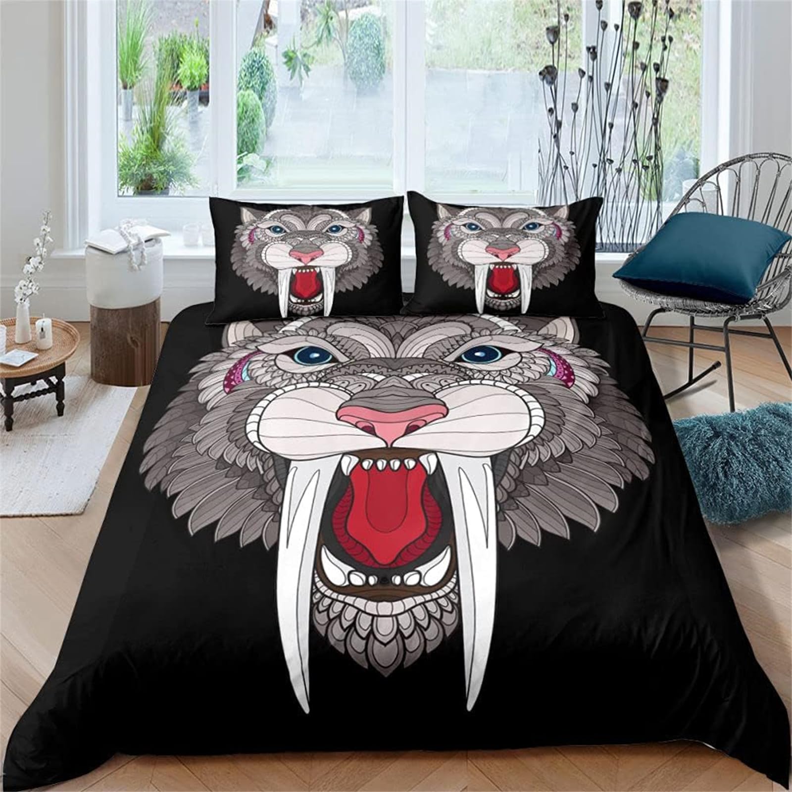 Parure de lit tigre 140x200 évite transpiration zippée microfibre