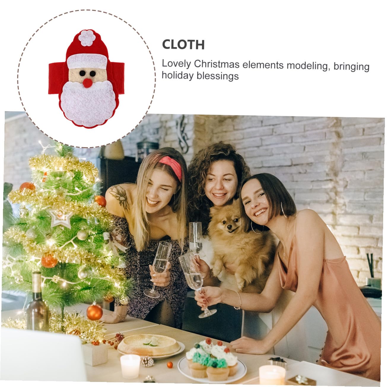 PRETYZOOM 8 Sätze Weihnachtsserviettenschnalle Serviettenringe Fallen Goldene Weihnachtsserviettenhalter Christmas Decorations Table Weihnachtsdeko Schreibtisch Vlies Rot 4 Stück * 8