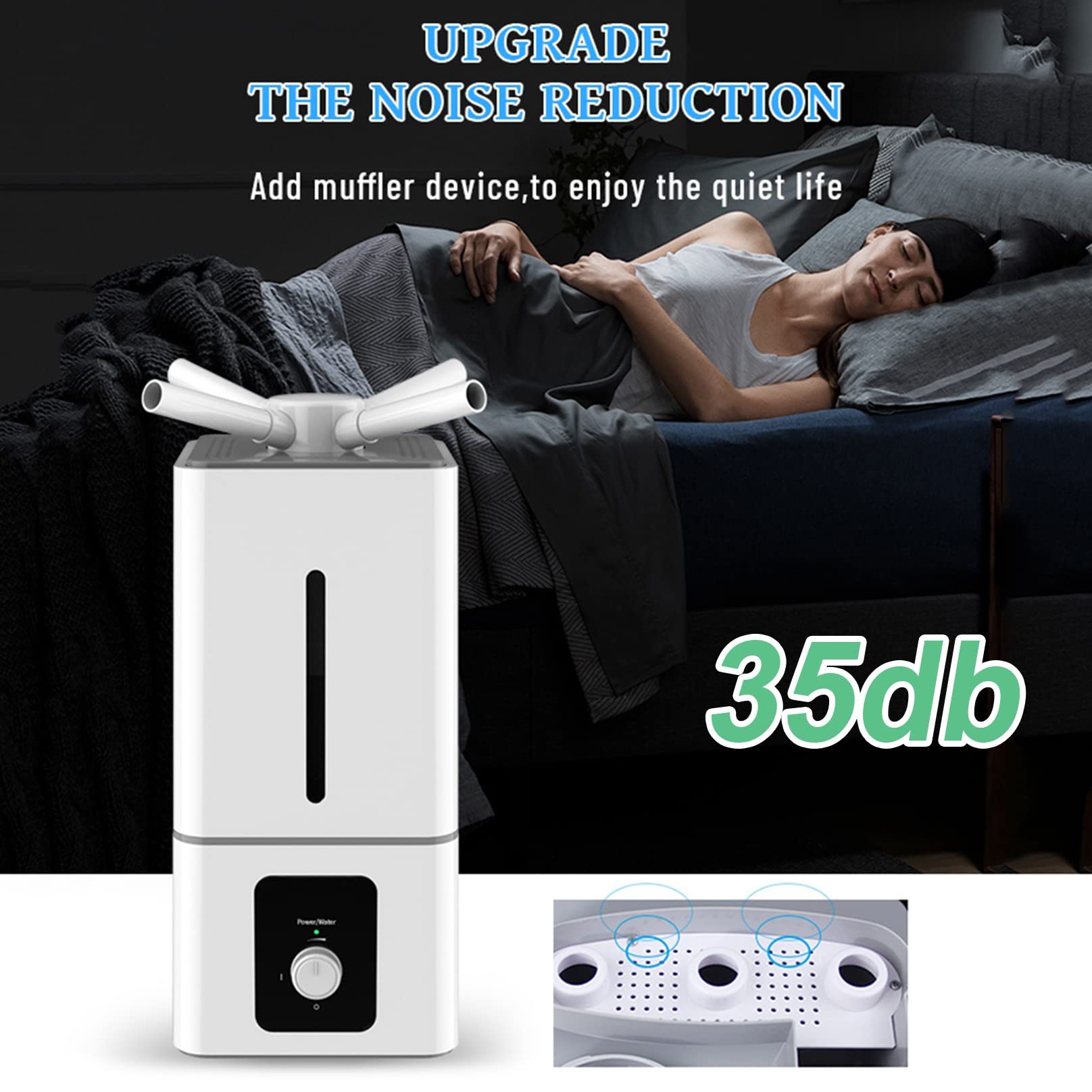 Cool Mist ultradźwiękowy nawilżacz powietrza, 13 l, do dużych pomieszczeń, 1200 m², z jonizatorem, do całego domu, szkoły, centrum handlowego, biura (kolor: inteligentna wersja)
