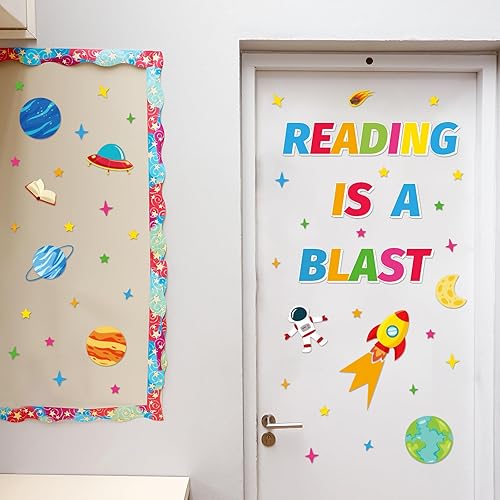 Miniatura 7 de Decoración de tablón de anuncios para el aula con temática espacial, pósteres de lectura para aula, biblioteca, decoración de pared, suministros