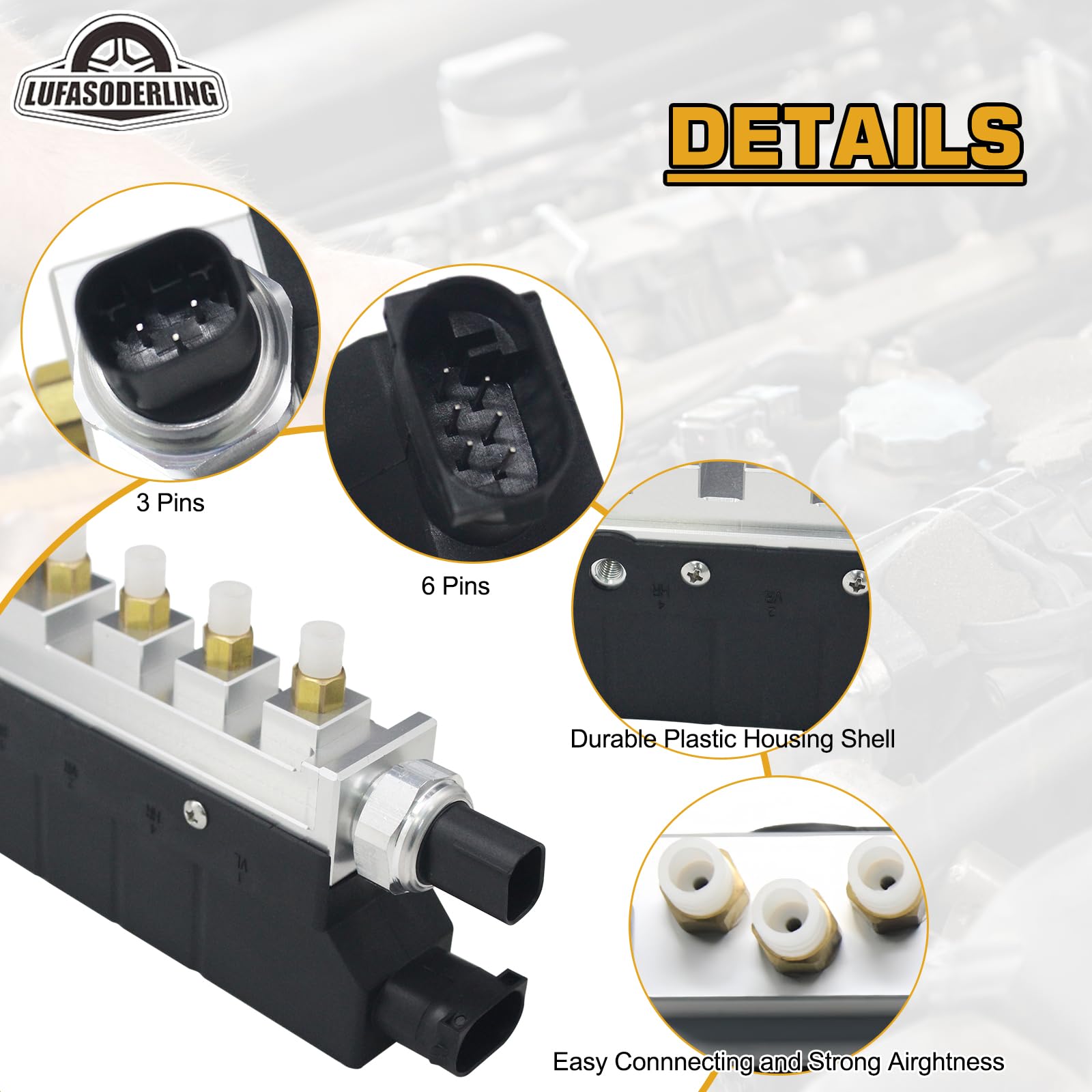 Bloque Válvula Solenoide Suspensión Neumática Compatible Para Mercedes-Benz W220 S320 S350 S400 S430 S500 S600 S55 AMG S63 AMG 2203200258 220 320 02 58 A2203200258 A 220 320 02 58