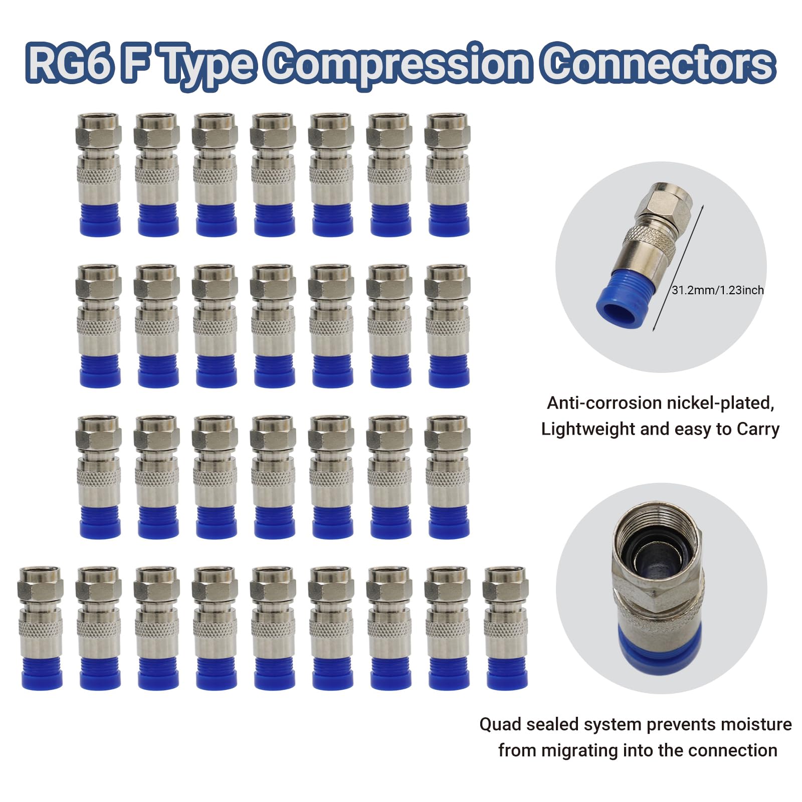 Kit profesional de crimpadora de cables coaxiales con pelacables y conectores de compresión RG6, juego de herramientas de crimpado coaxial ajustable para instalaciones de conectores de cable coaxial