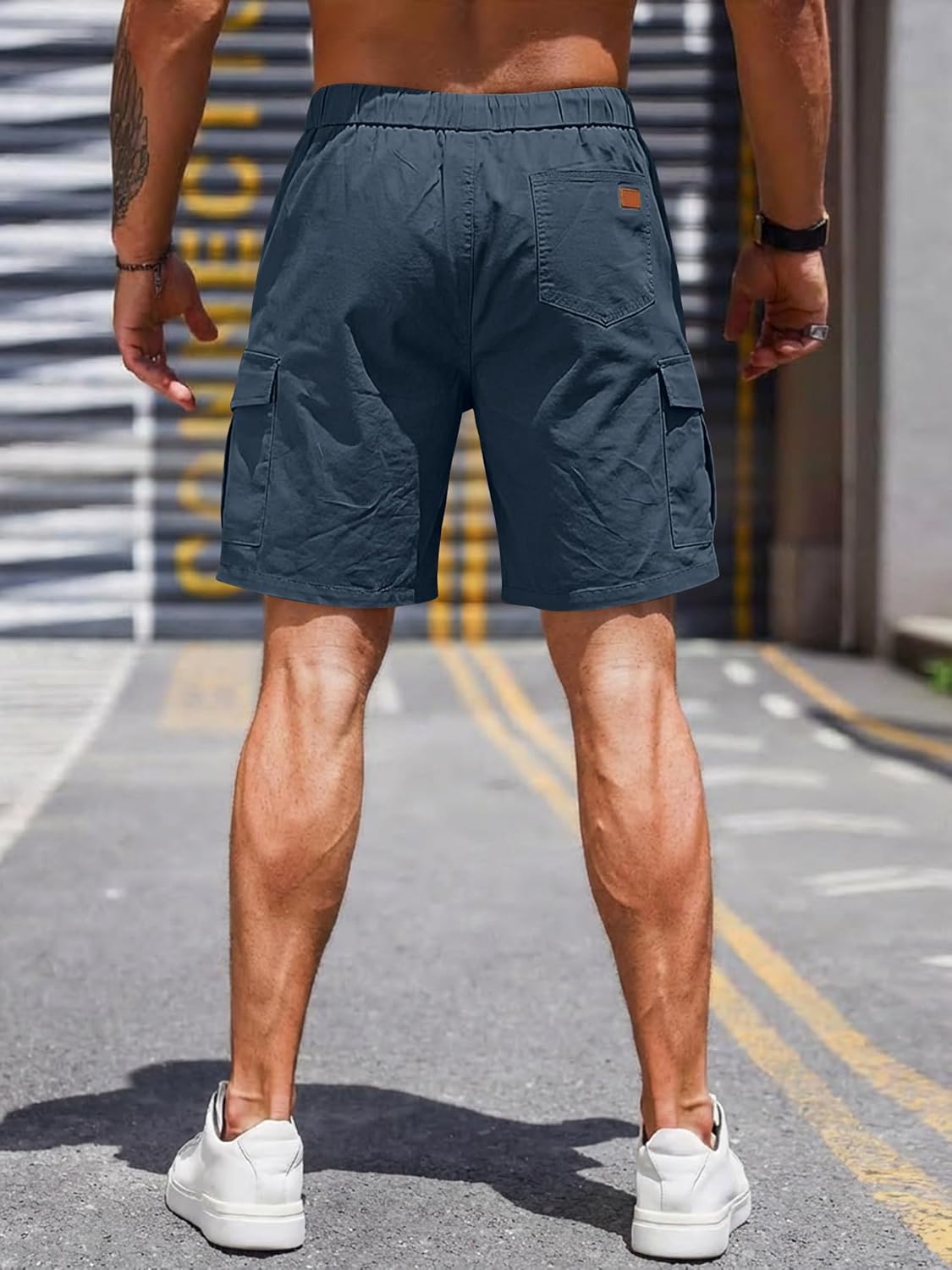 JMIERR Mens Casual Cargo Shorts - Cotton Drawstring Stretch Summer Beach Shorts Twill Chino Short with 6 Pockets - Image 2
