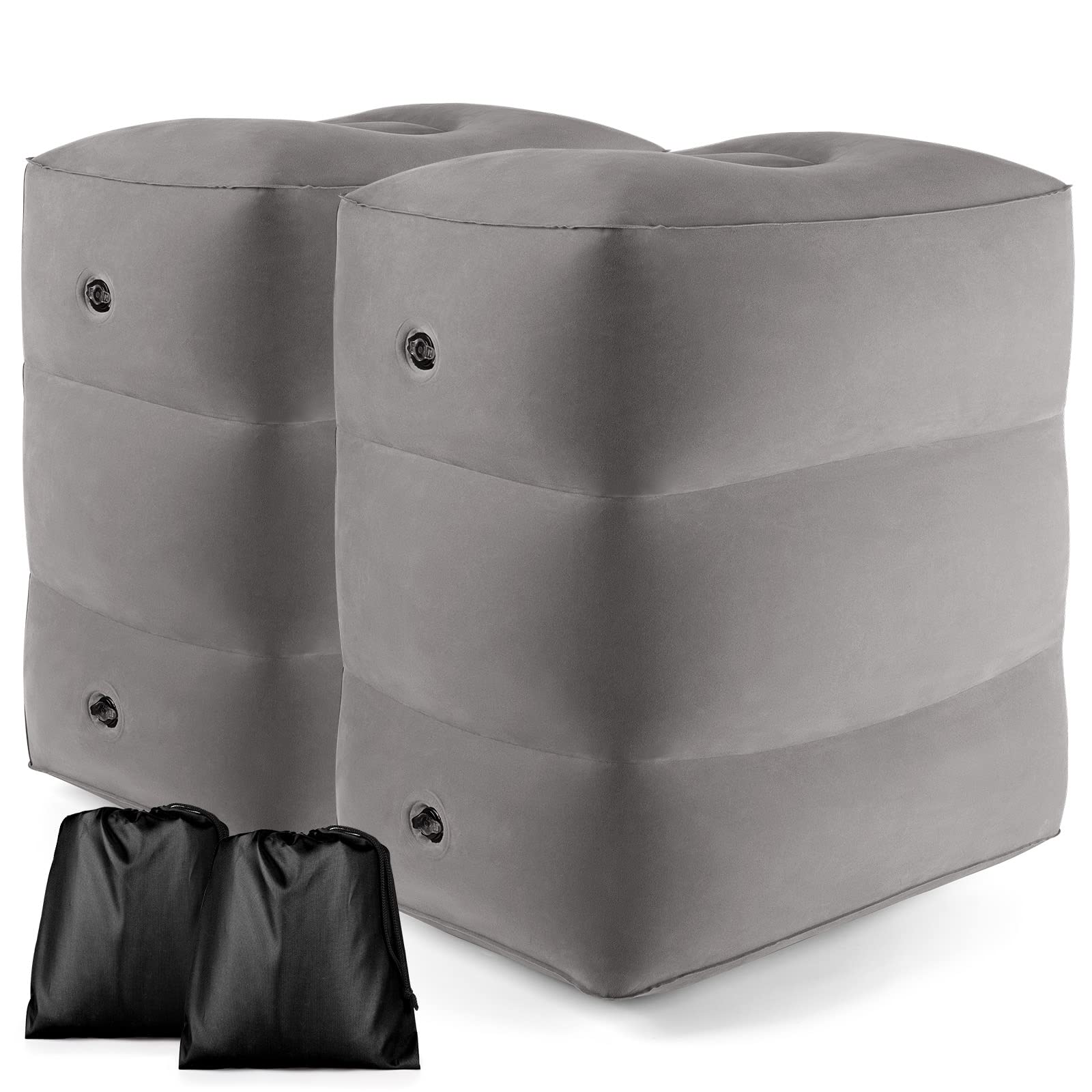 [2-Pack] Rewondah Inflatable Foot Rest Airplane, Kids Airplane Bed | Adjustable Height Travel Foot Rest Pillow | Toddler Airplane Seat Extender | Inflatable Foot Rest for Air Travel Flights Train, Car