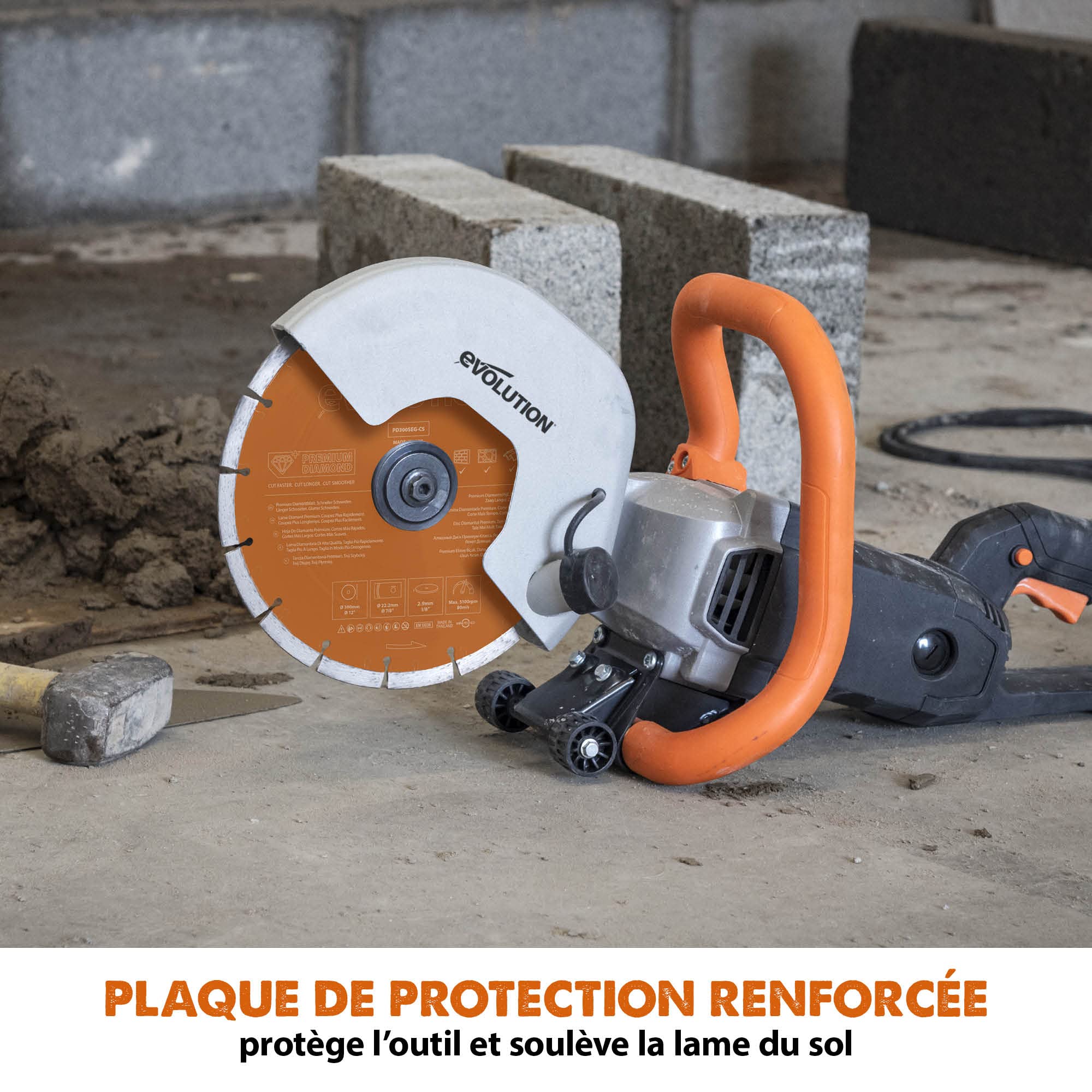 Evolution Scie à béton R255DCT 255 mm - Sans essence, coupe de 102,5 mm, fournie avec lame diamantée de qualité supérieure