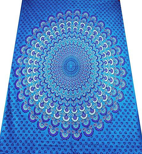 Hippie Tapestry Indian Wall Hanging Tapestries Cotton Bed Sheet 97 x 87 Inches Beach Blanket Blue Christmas Gift