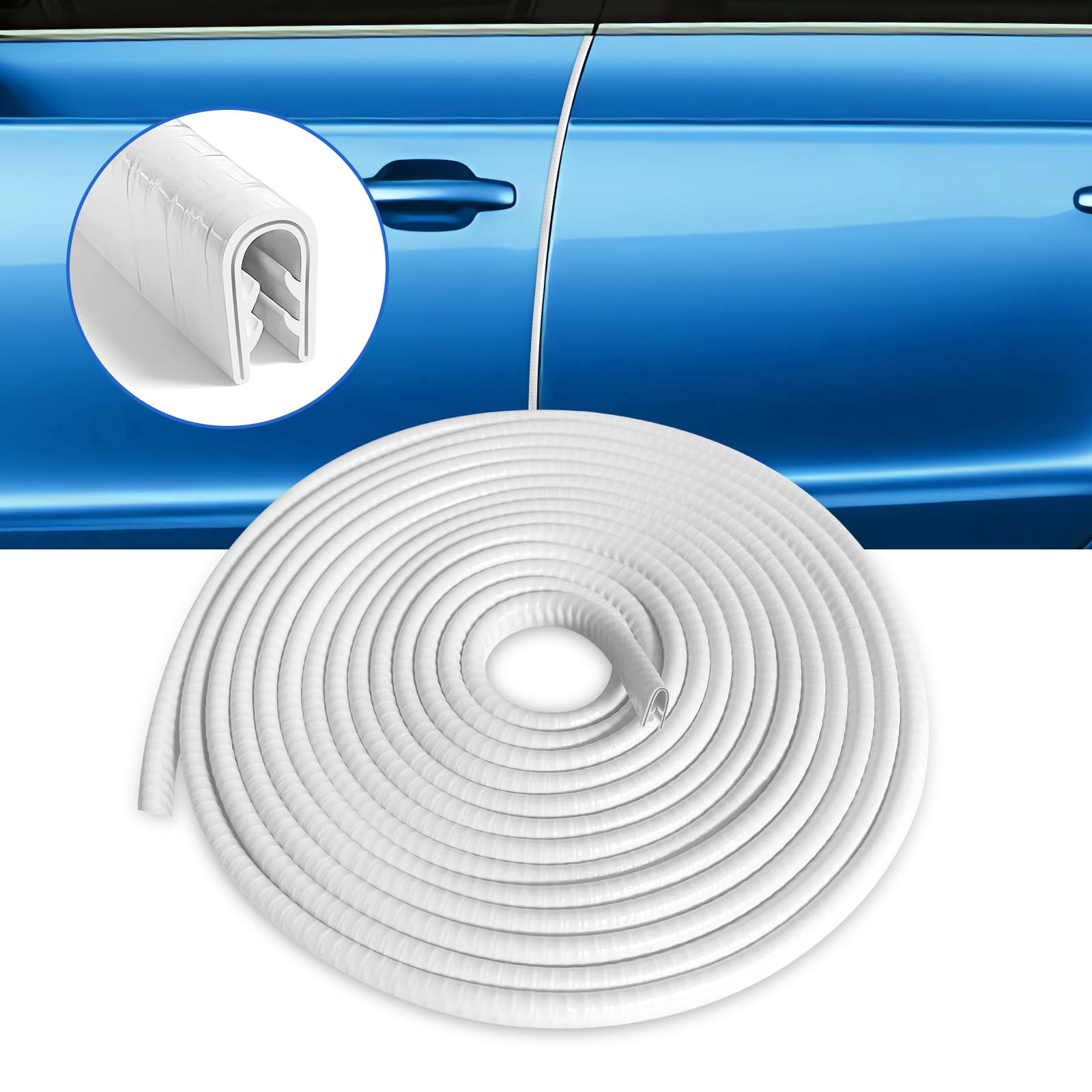LonXFan (White) Car Door Protector Edge Guards Automotive Car Door Protector Vehicle Rubber Edge Trim Seal Strip Fits U Shape Car Door Edge Guards Bendable & Adjustable Sizes 33FT(10M)