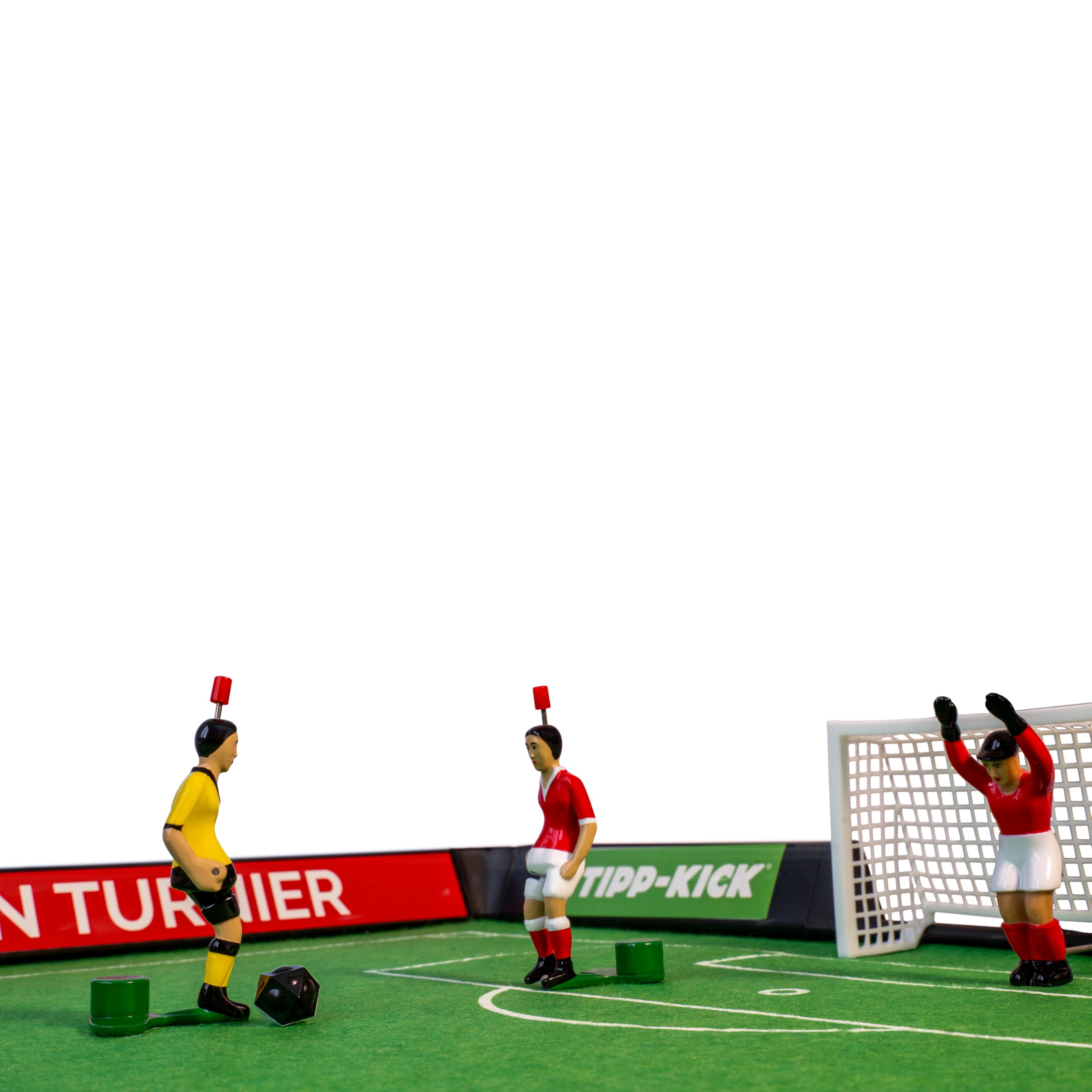 TIPP-KICK Spiel Junior Cup Tischfußball-Set mit Bande - Fußball-Spiel für Einsteiger mit Spielern, Torwarten, Plastik-Toren, Bällen und Spielfeld aus Filz, handbemalte Figuren, Geschenkidee für Fans