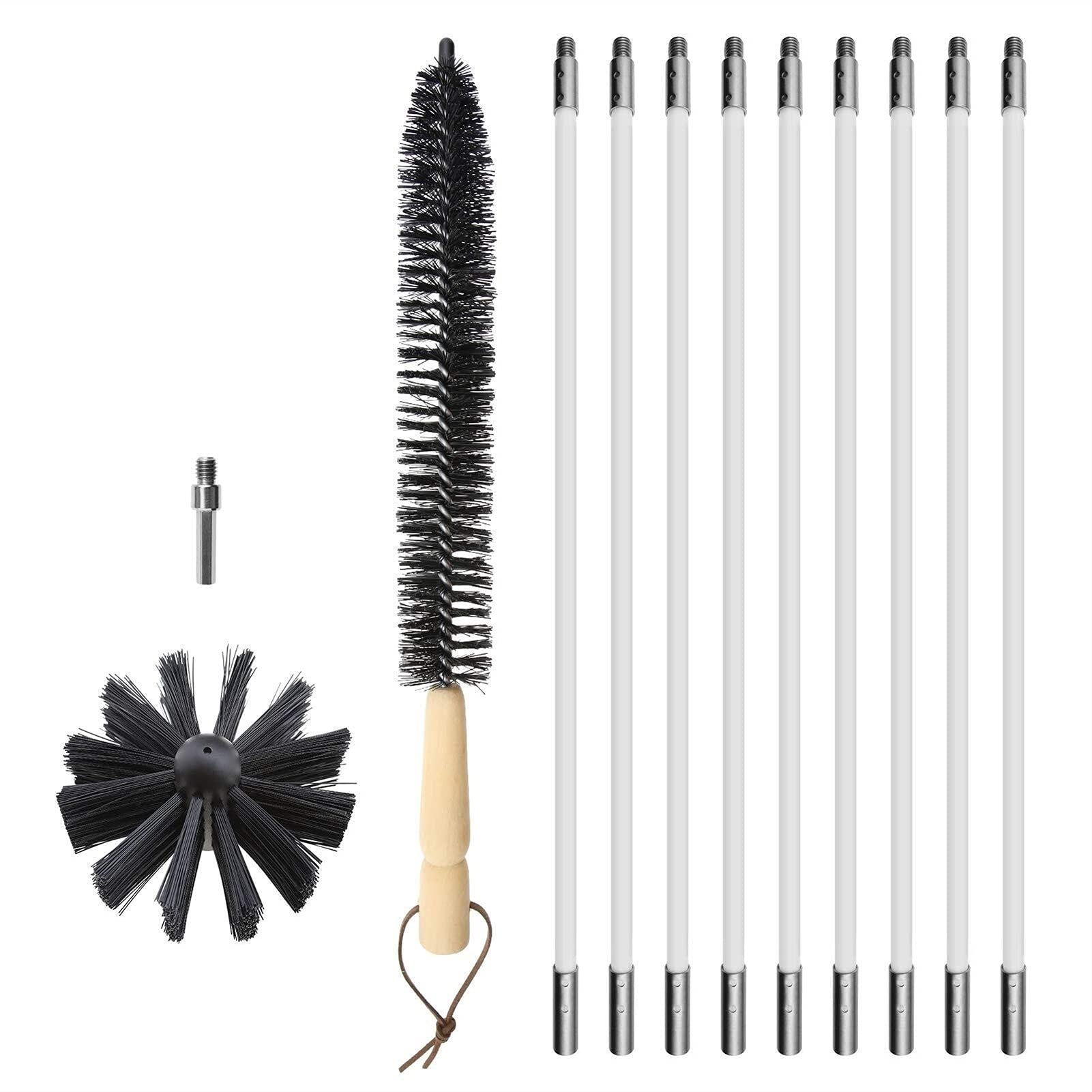 Set di spazzole per camino, include 9 aste flessibili da 410 mm
