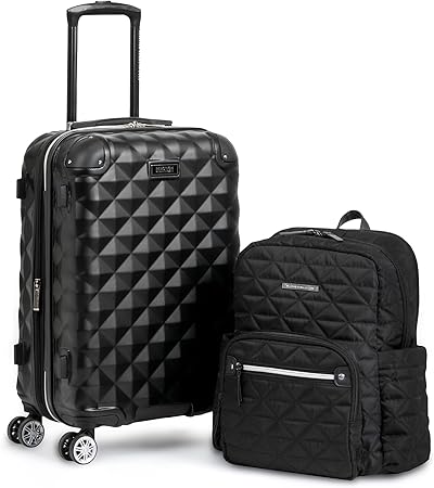 review Kenneth Cole REACTION Diamond Tower Luggage Collection Lightweight Hardside Expandable 8-Wheel, Unknown, 2pc Bundle (Carry On+Backpack)