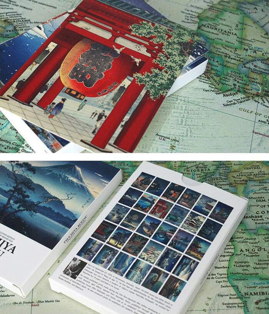 Amazon | 30枚 1セット 日本の風景 浮世絵はがきセット 文芸 