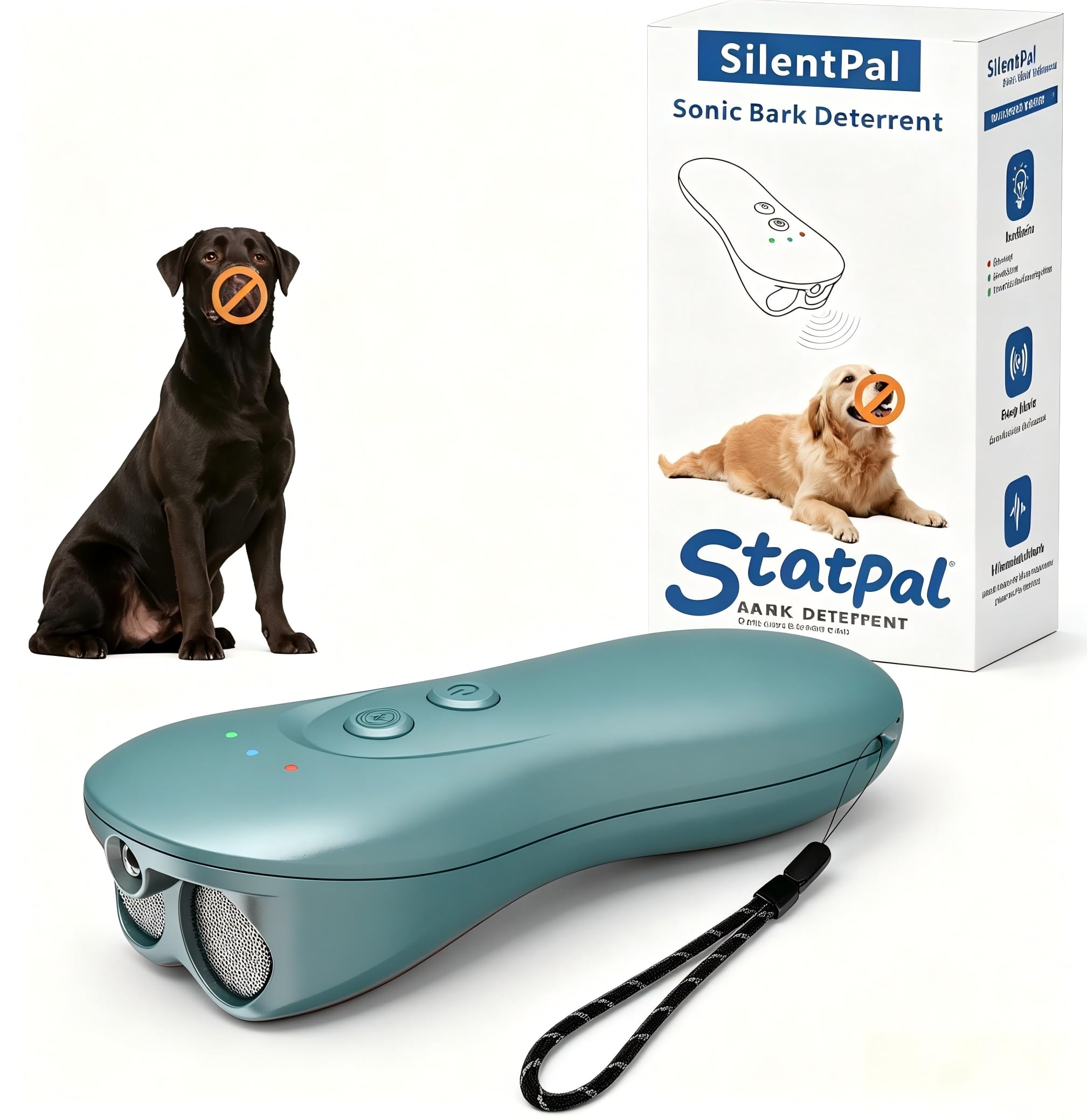 Green Safe QG01 Stop Barking Dog Devices, Rechargeable Anti-Barking Device, Dog Bark Deterrent Device, Up to 15Ft Long Range &amp; Bark Control, Indoor &amp; Outdoor for Dogs Training.