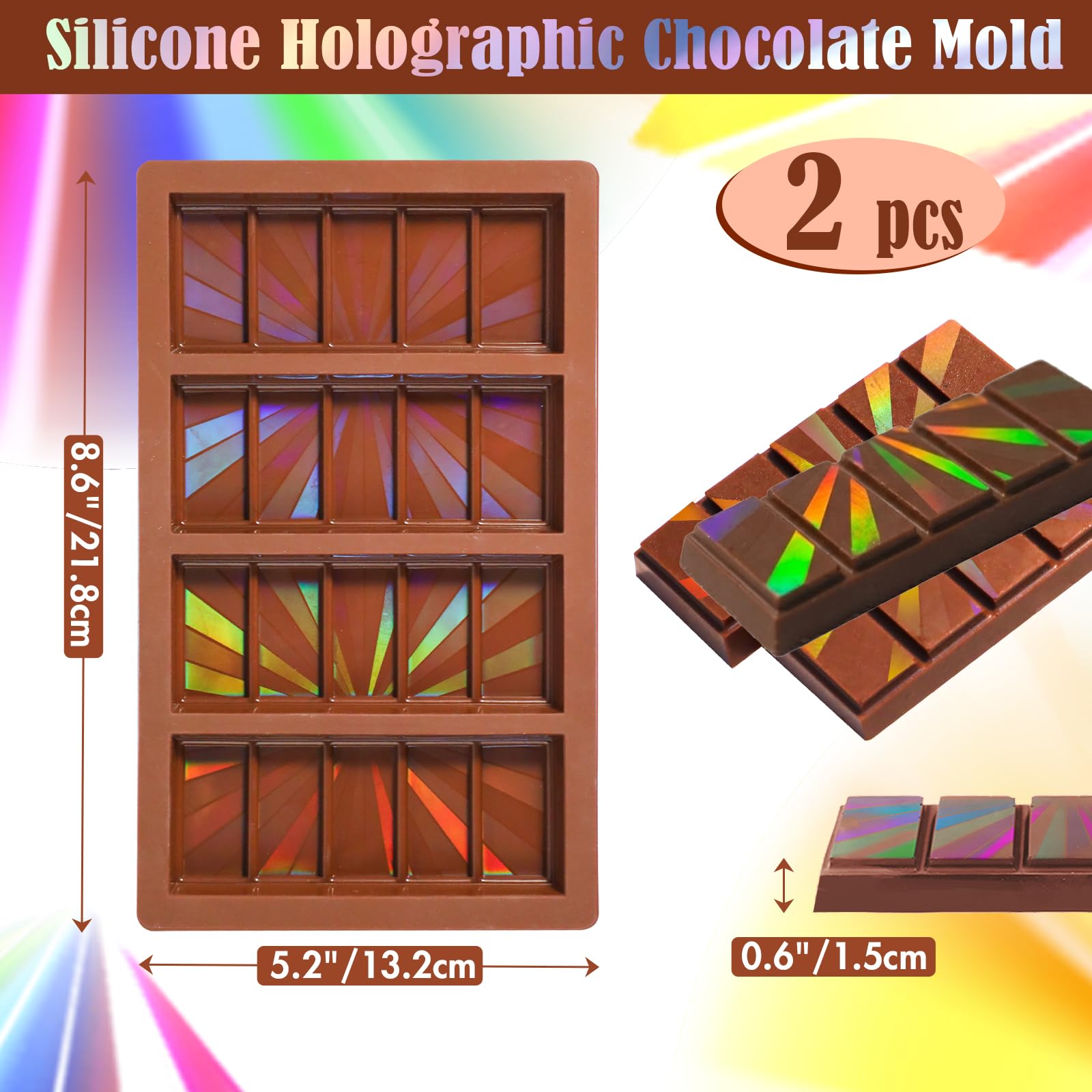 Webake Holograficzna forma silikonowa do czekolady, 2 sztuki, hologram, forma silikonowa