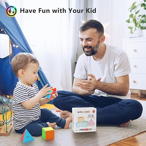 Miniatura 7 de Vdealen Juego de cubos de velocidad paquete de cubos de rompecabezas de 2 x 2 3 x 3 4 x 4 pulgadas cubo de velocidad sin calcomanías cubo mágico